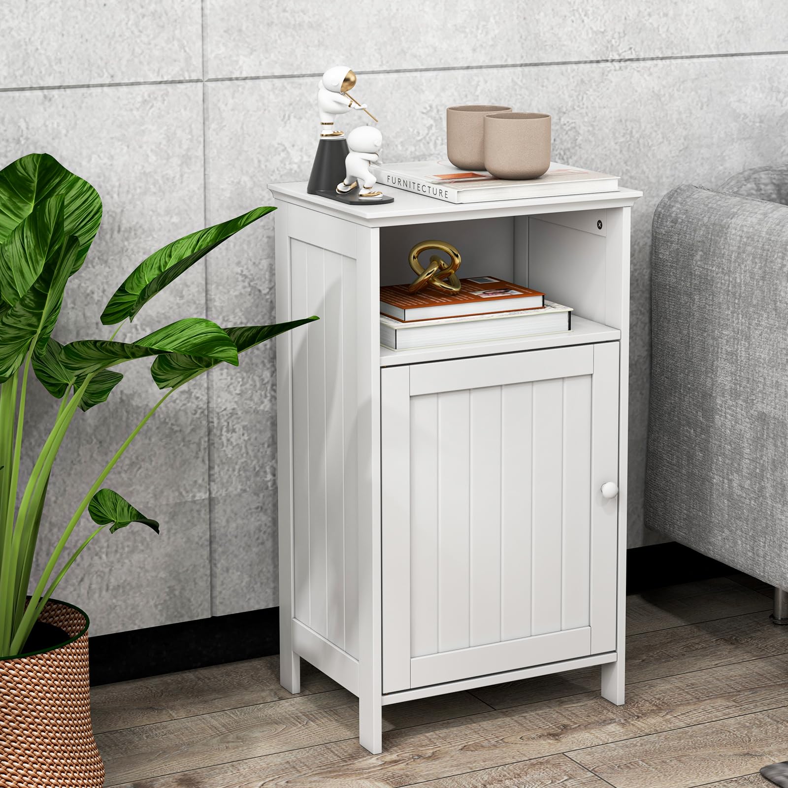 RELAX4LIFE Mobile da Bagno in Legno, Armadietto Bagno Salvaspazio, Mobiletto Multiuso per Corridoio e Ingresso, 40 x 30 x 70 cm, Bianco
