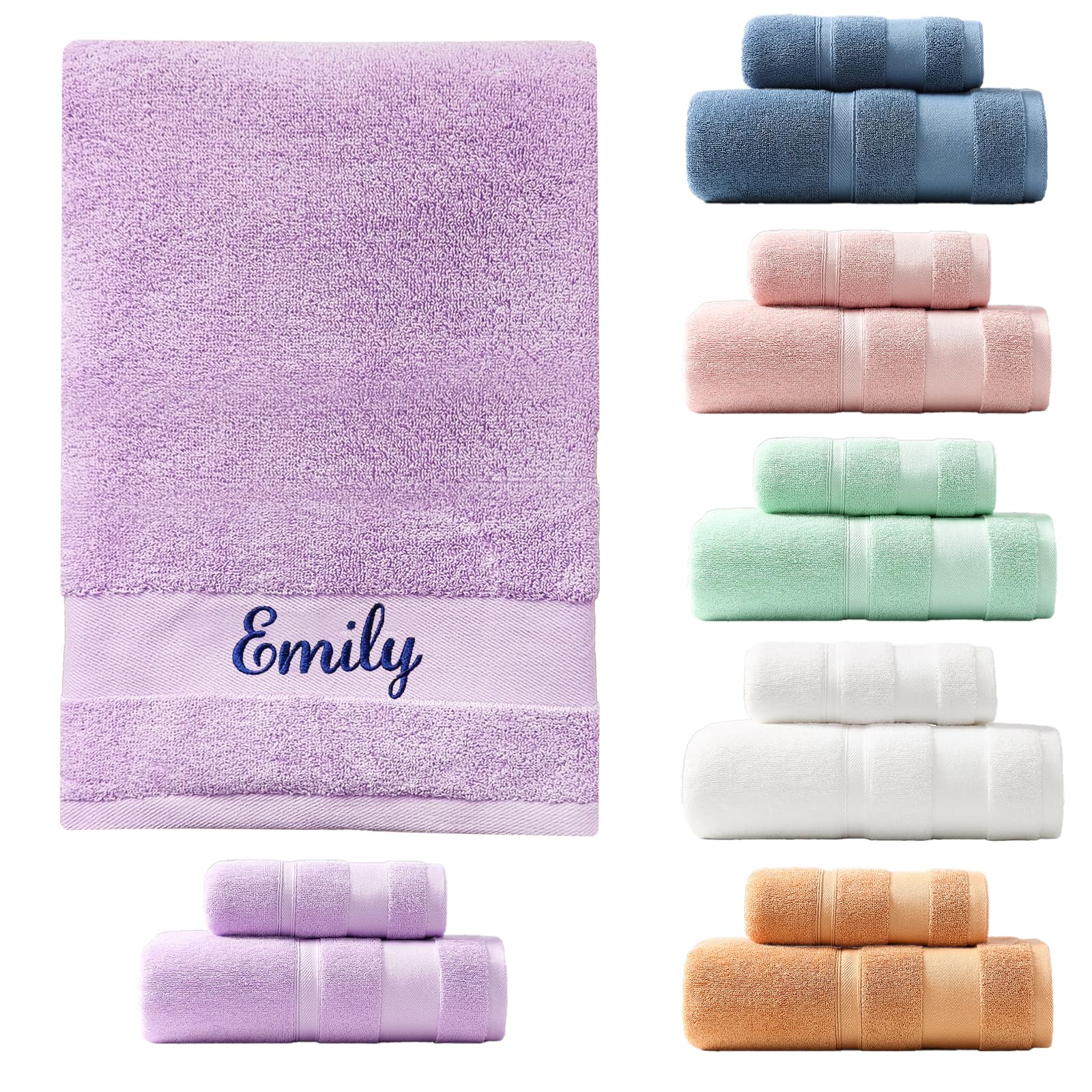 SWETHT Personalised Embroidered Towel with Custom Name - Luxury Soft Hand Towel | Bath Sheet for Baby, Kids & Adults | Unique Wedding, Birthday Gift Idea 100% Cotton