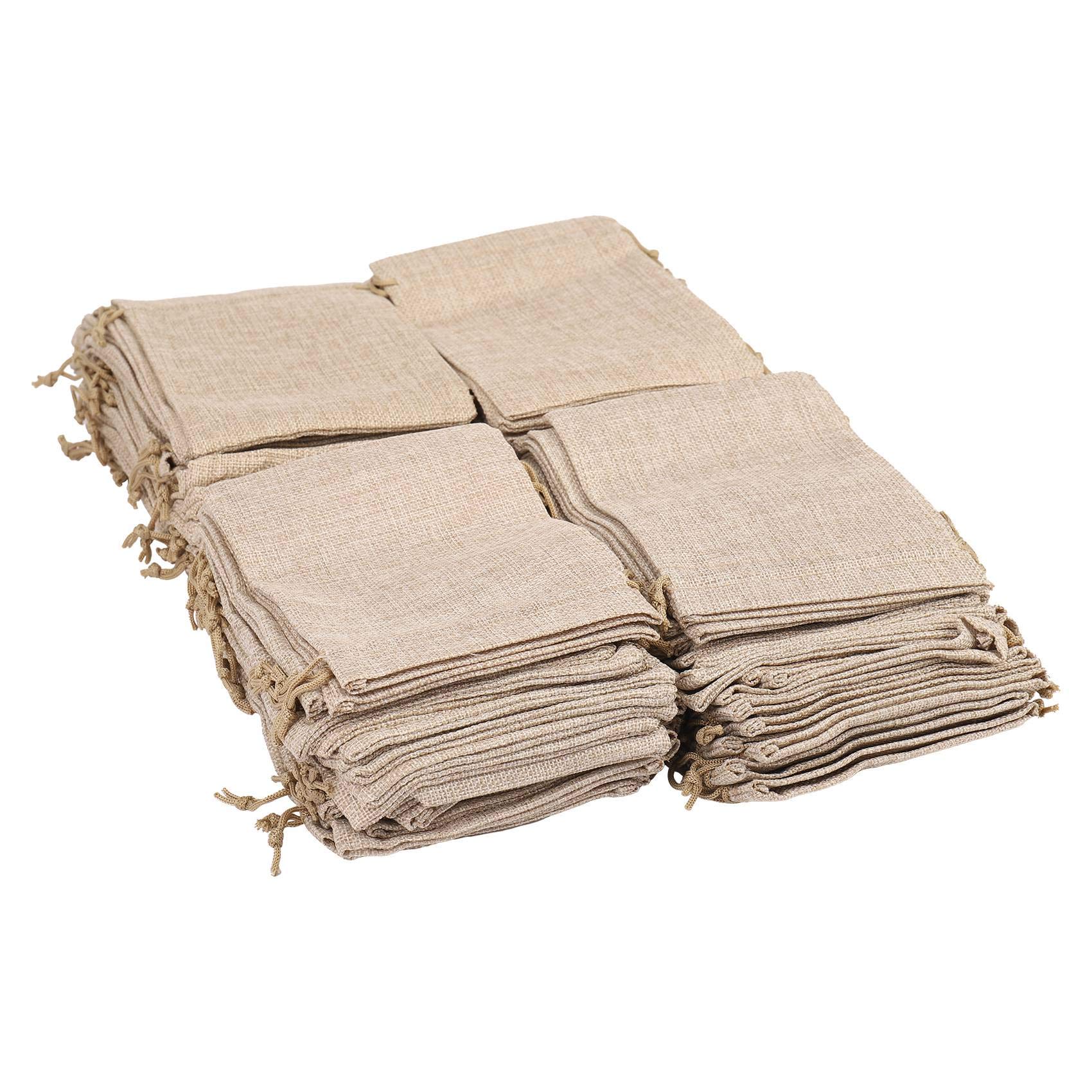 CTRLZS 100pcs Burlap Packing Pouches Drawstring Bags 13x18cm Gift Bag Jute Packing Storage Linen Jewelry Pouches Sacks for Wedding Party Shower Birthday Christmas Jewelry DIY Craft
