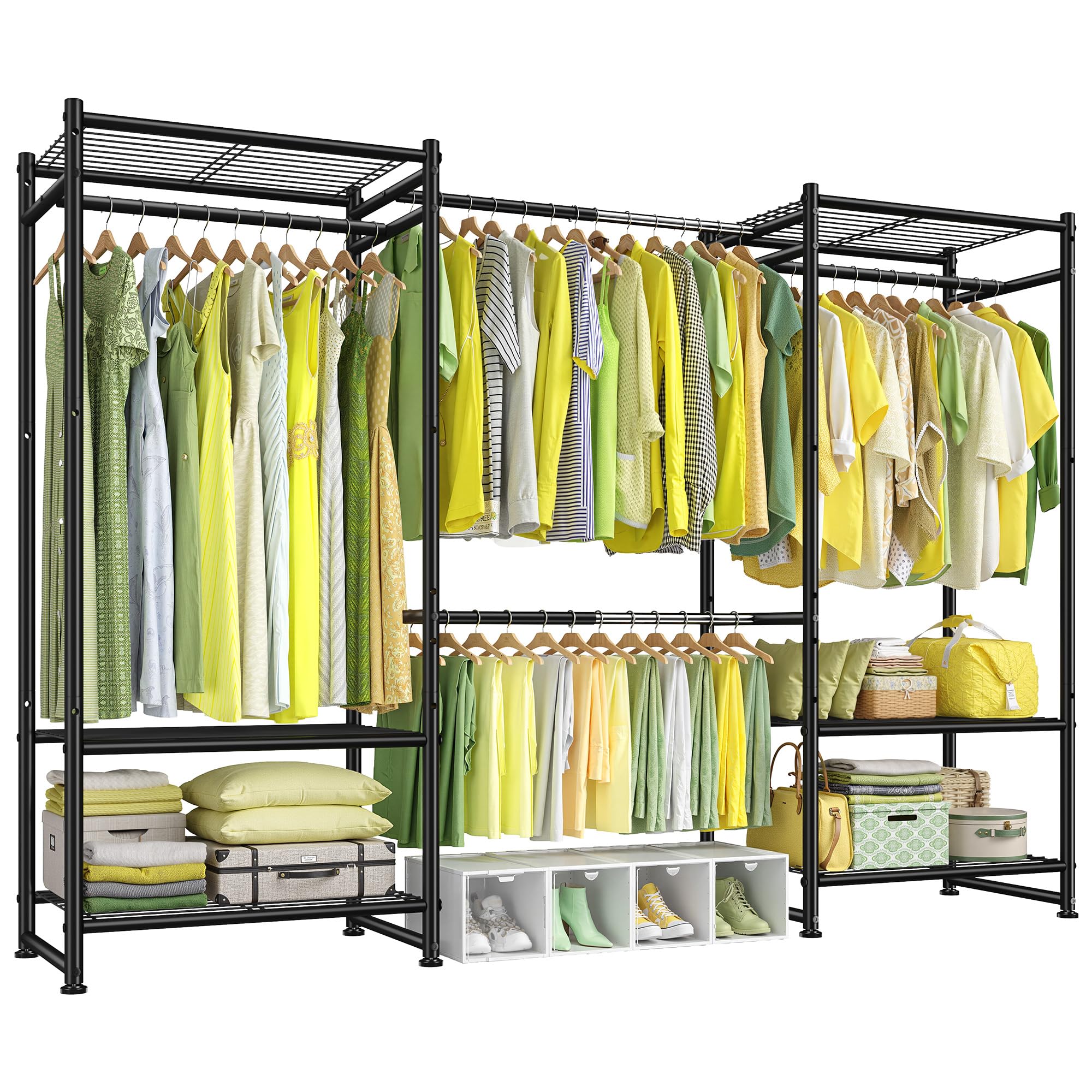 Cliporix 180-220cm Extendable Clothes Rails, 300KG Max Loading, Black
