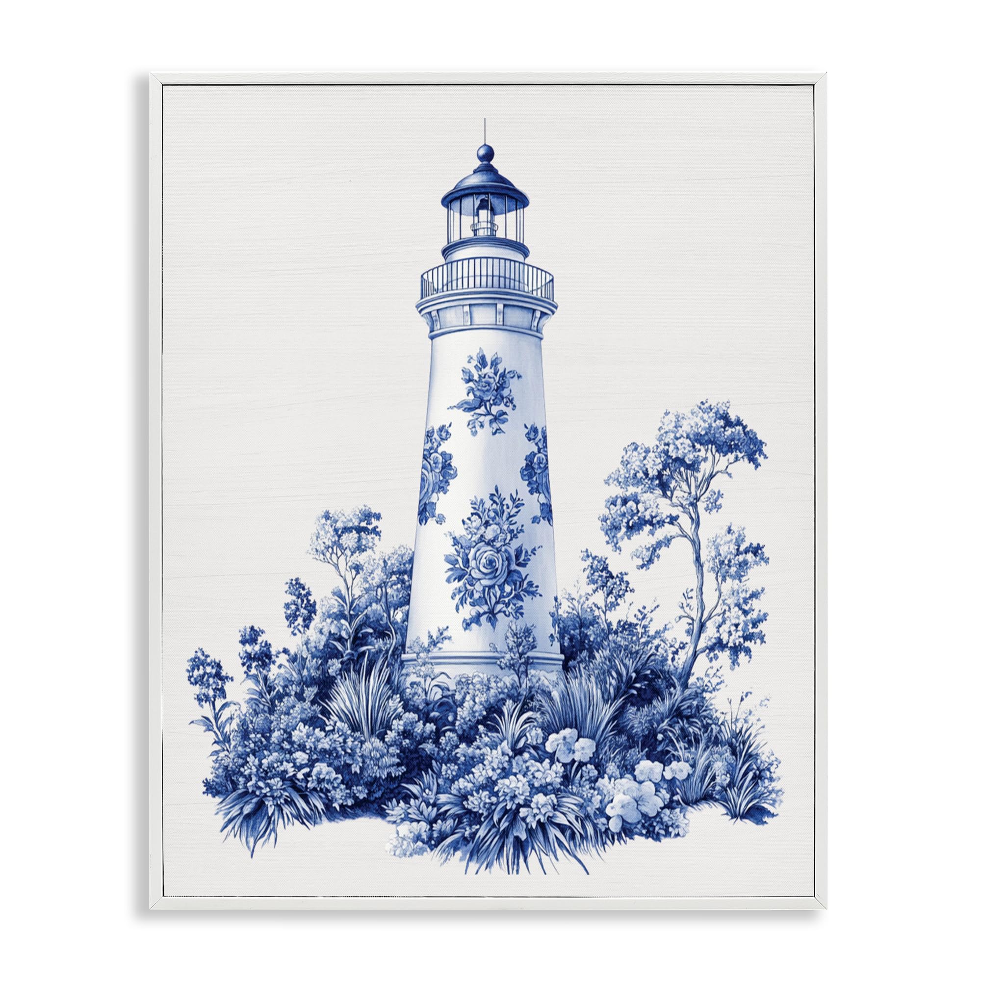 'Toile Patterned Lighthouse'| Framed Giclee Art
