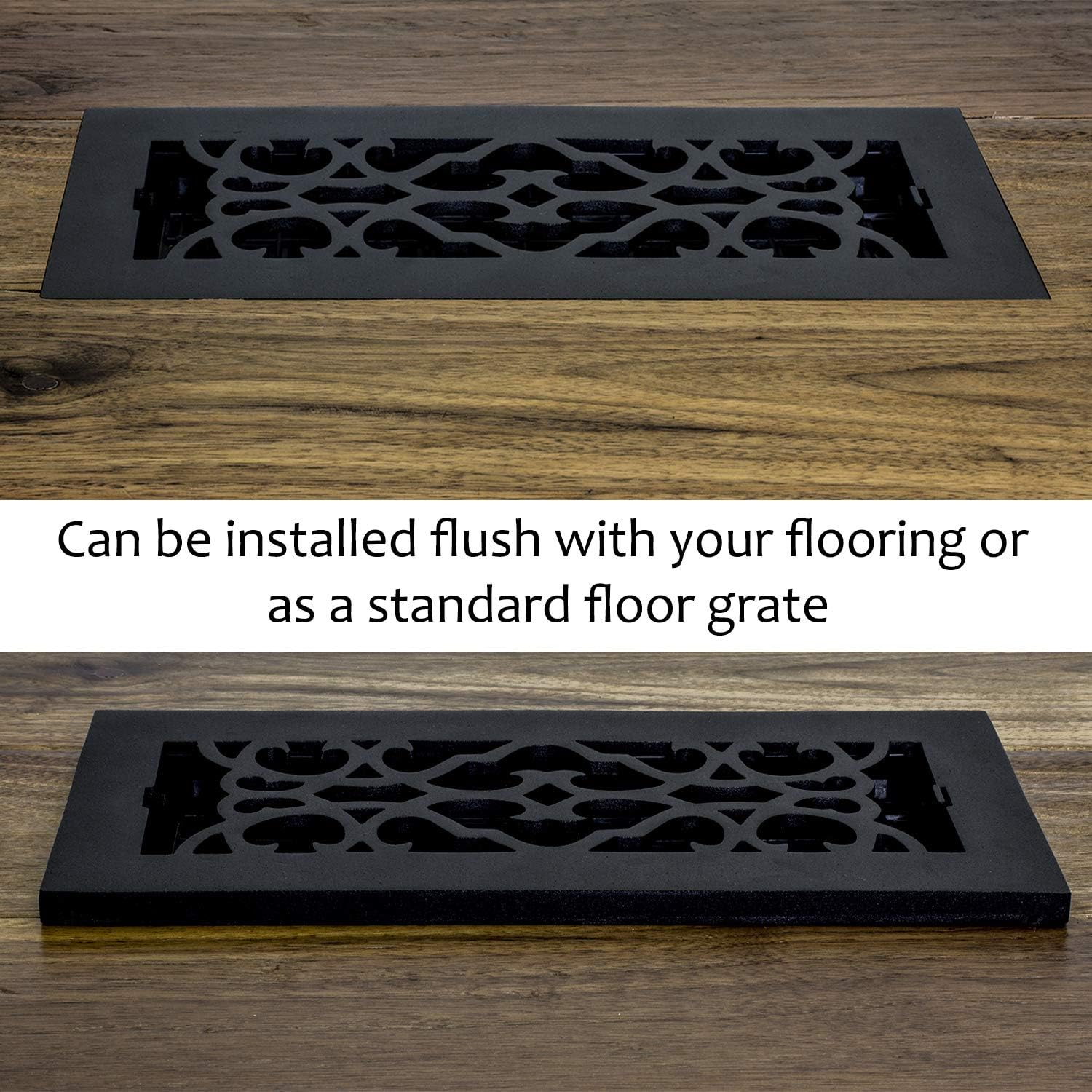 Victorian Black Cast Iron Floor Register, 4 x 10