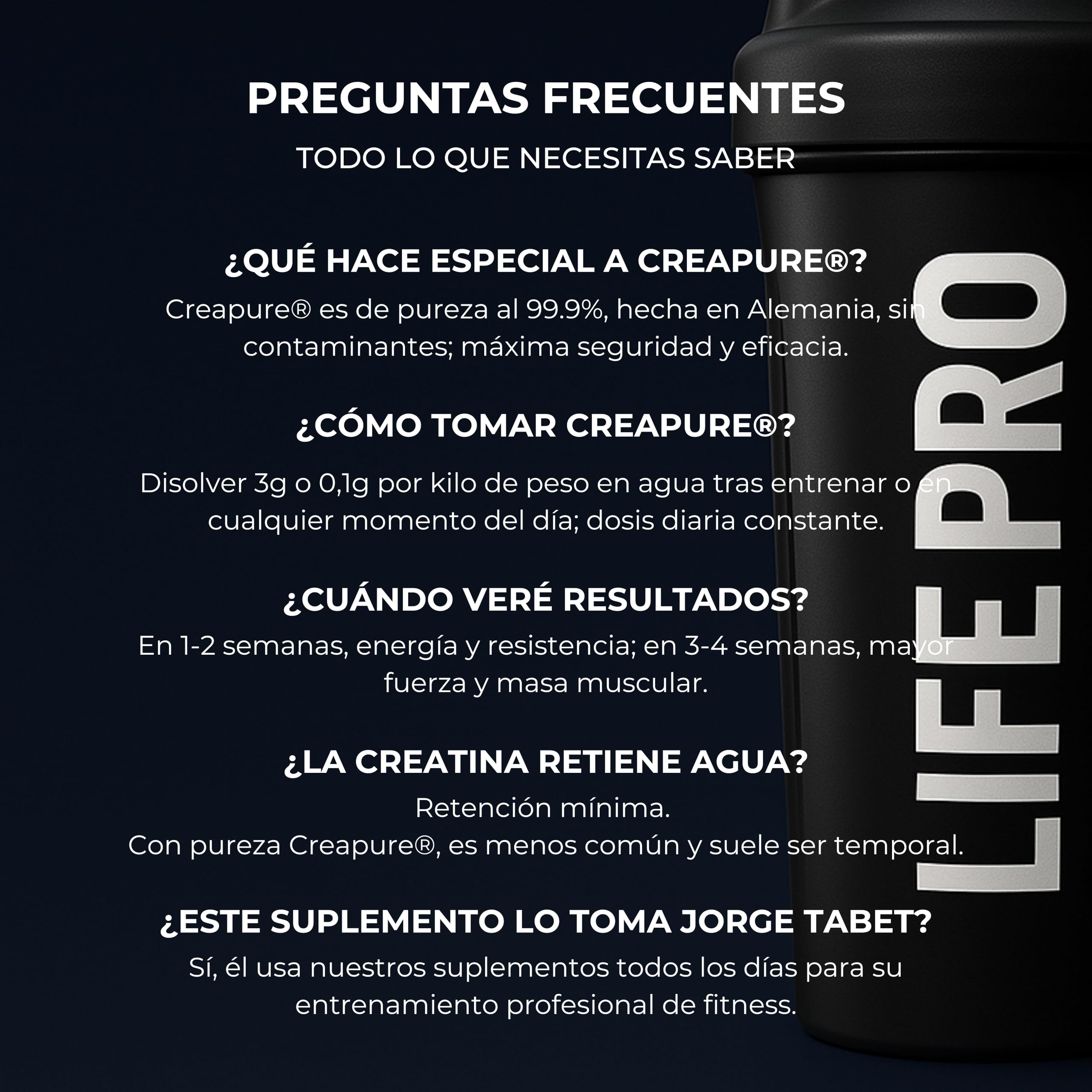 Creatina Monohidratada Creapure Life Pro – Creatina Micronizada Pura, Hasta 216 Tomas – Sin Gluten, Para Fuerza, Energía y Recuperación Muscular – Calidad Alemana (650g - 1,4lbs, Sin sabor)
