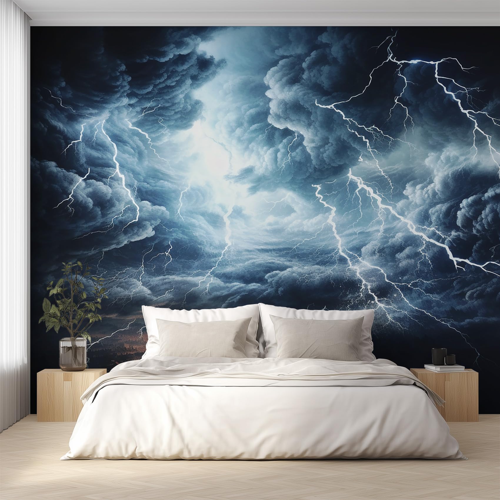 Papier peint panoramique éclair papier peint orage grand format L450 x H315 cm
