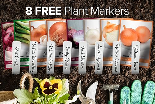 Miniatura 3 de Gardeners Basics, Semillas de cebolla para plantar - 8 variedades de día largo y corto Cebollas amarillas, rojas, blancas, dulces y verdes