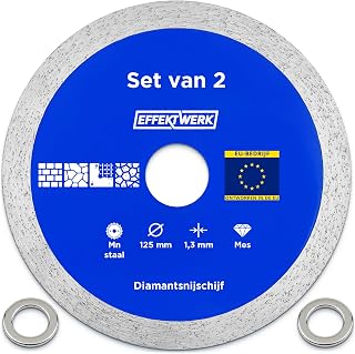 EffektWerk - Diamant Zaagblad voor Haakse Slijper - 125x1.6mm Dikke Cirkelzaagschijven - Steen, Baksteen, Porselein, Keram...