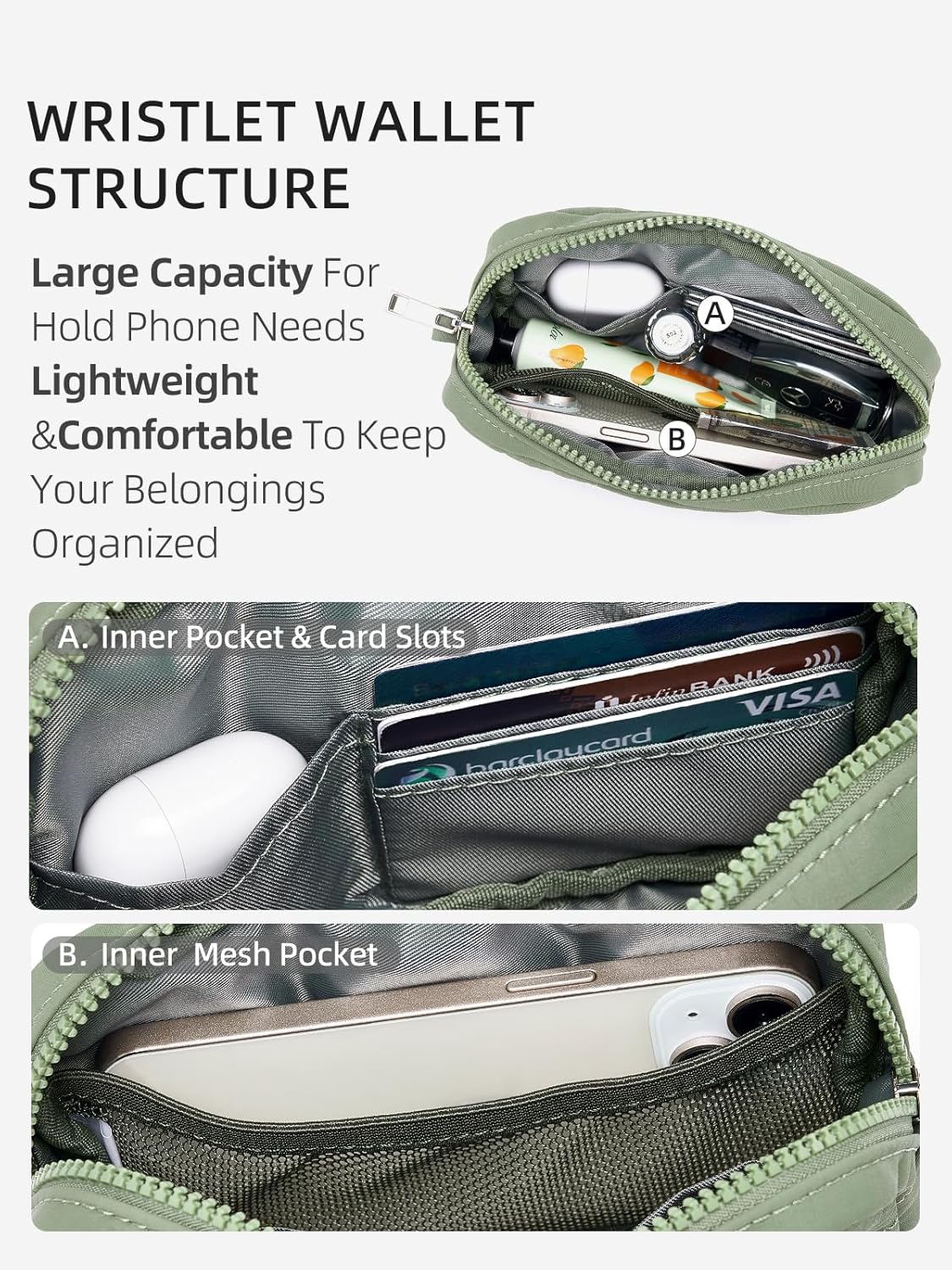 WESTBRONCO Puffer Wristlet Wallets for Women RFID Nylon Wallet with Zipper Quilted Purse for Travel Credit Card Holder Phone - Image 4