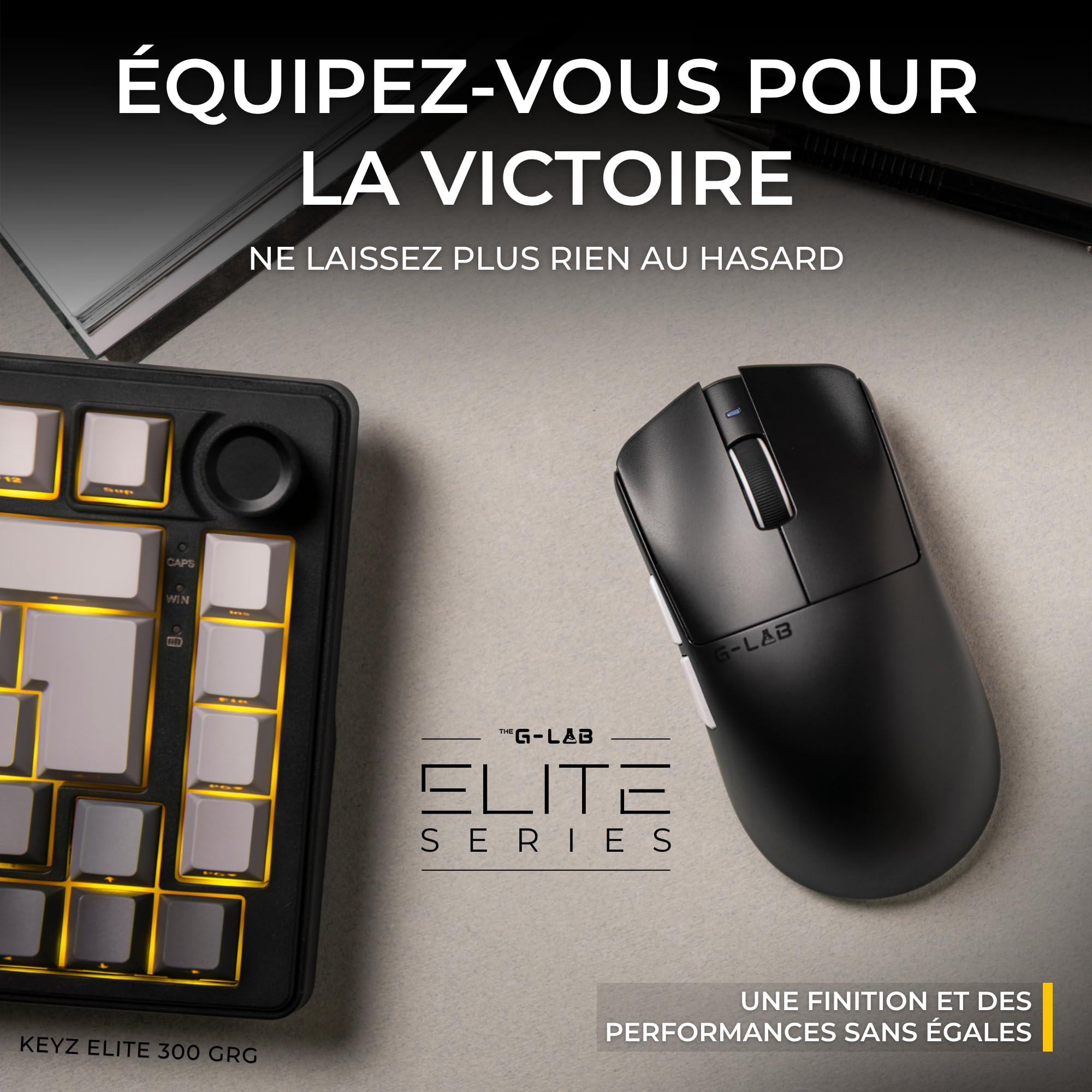 The G-Lab Kult Elite M100 - Souris Gamer sans Fil 26 000 DPI 1000 Hz | Connexion Sans Fil Tri Mode 2.4GHz/Bluetooth/Filaire, Capteur PixArt 3395,26 000 DPI, 1000 Hz Polling Rate, Patins 100% PTFE
