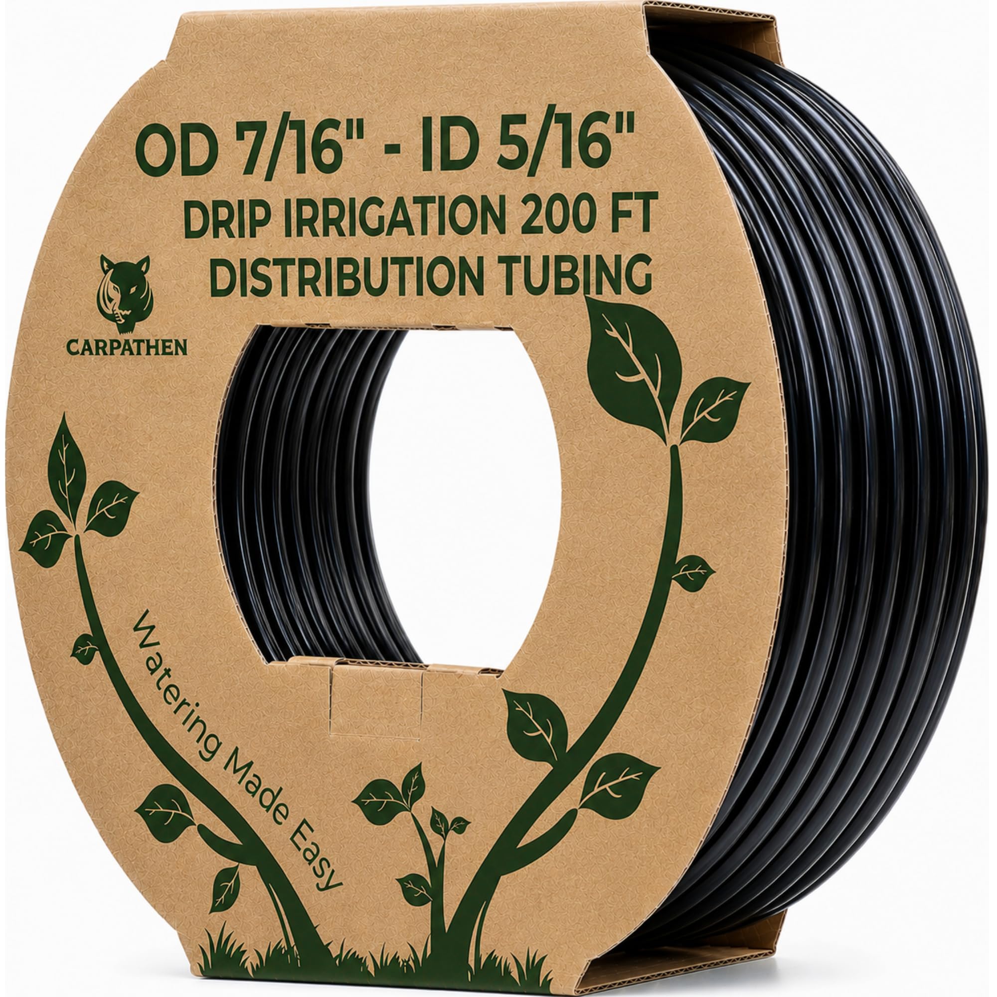 CARPATHEN Tubo de riego por goteo de 5/16, línea principal negra de 200 pies, (0.42 pulgadas de diámetro exterior x 0.30 pulgadas de diámetro interior), línea de agua de PVC de 100 pies