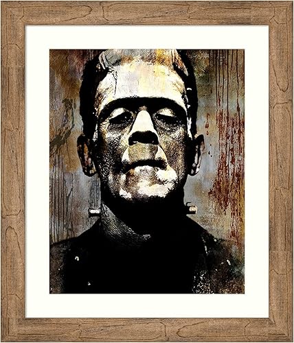 Amanti Art Framed Wall Art Print 28x24 Frankenstein I by Martin Wagner, Entertainment Wall Art, Vintage Decor, Medium Poster Painting Artwork for