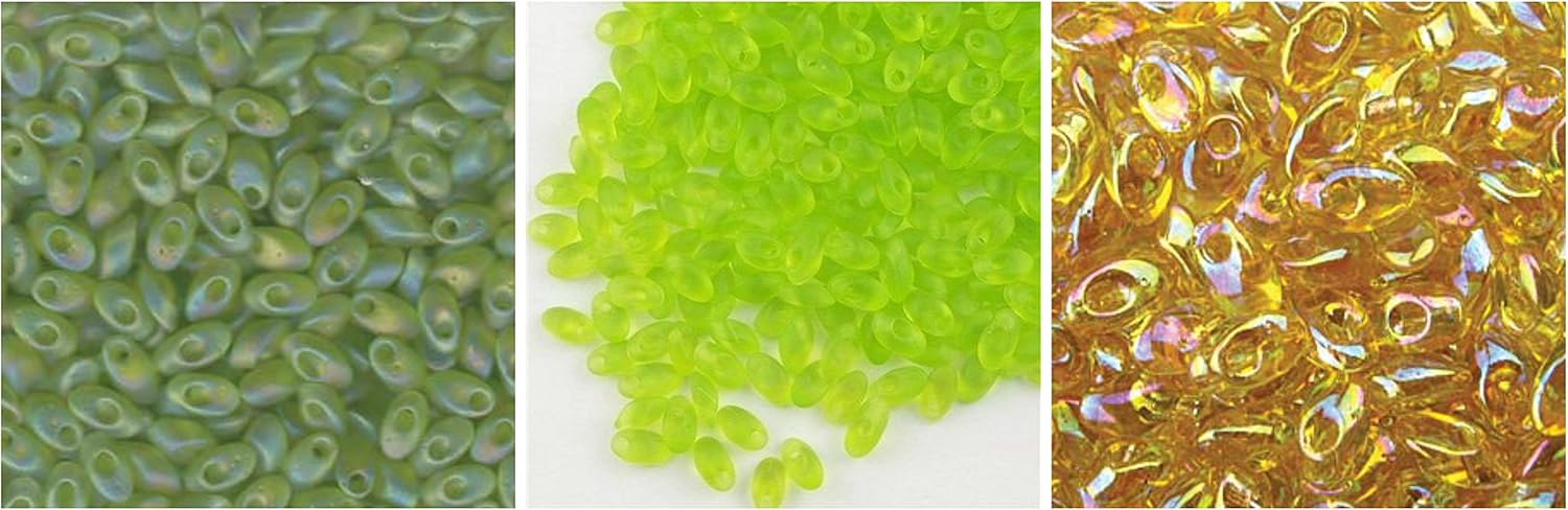 100g Grams Long Magatama Bead Mix, Miyuki. Lime, Chartreuse, Green, Midnight, Gold, Ivory. 10 Colors of 10g Each Plus 2 spools Cord. Kumihimo, Braiding, Macrame. 1st Class Mail Ship