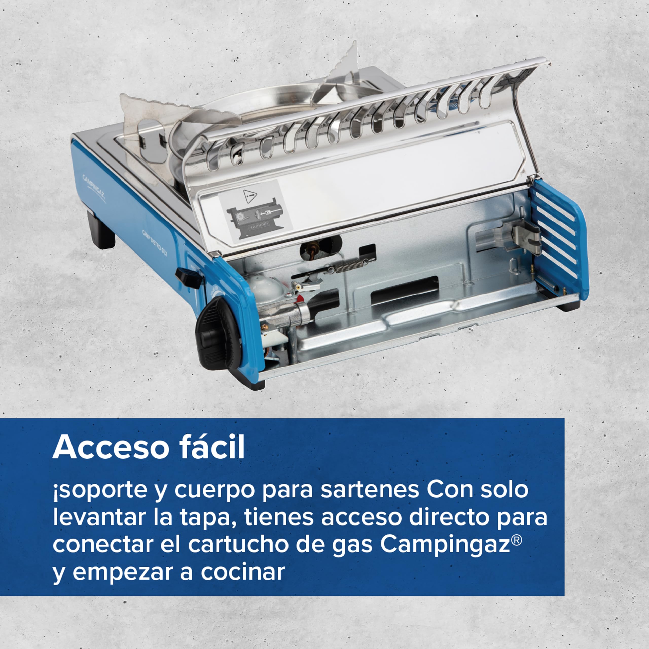 Campingaz Xpert 200 LS Gas Barbecue | Barbacoa con Carro y Ruedas, Piedra Volcánica y Tapa con Termómetro – 2 + 1 Quemadores | 8.2 kW + 2.1 kW, Negro