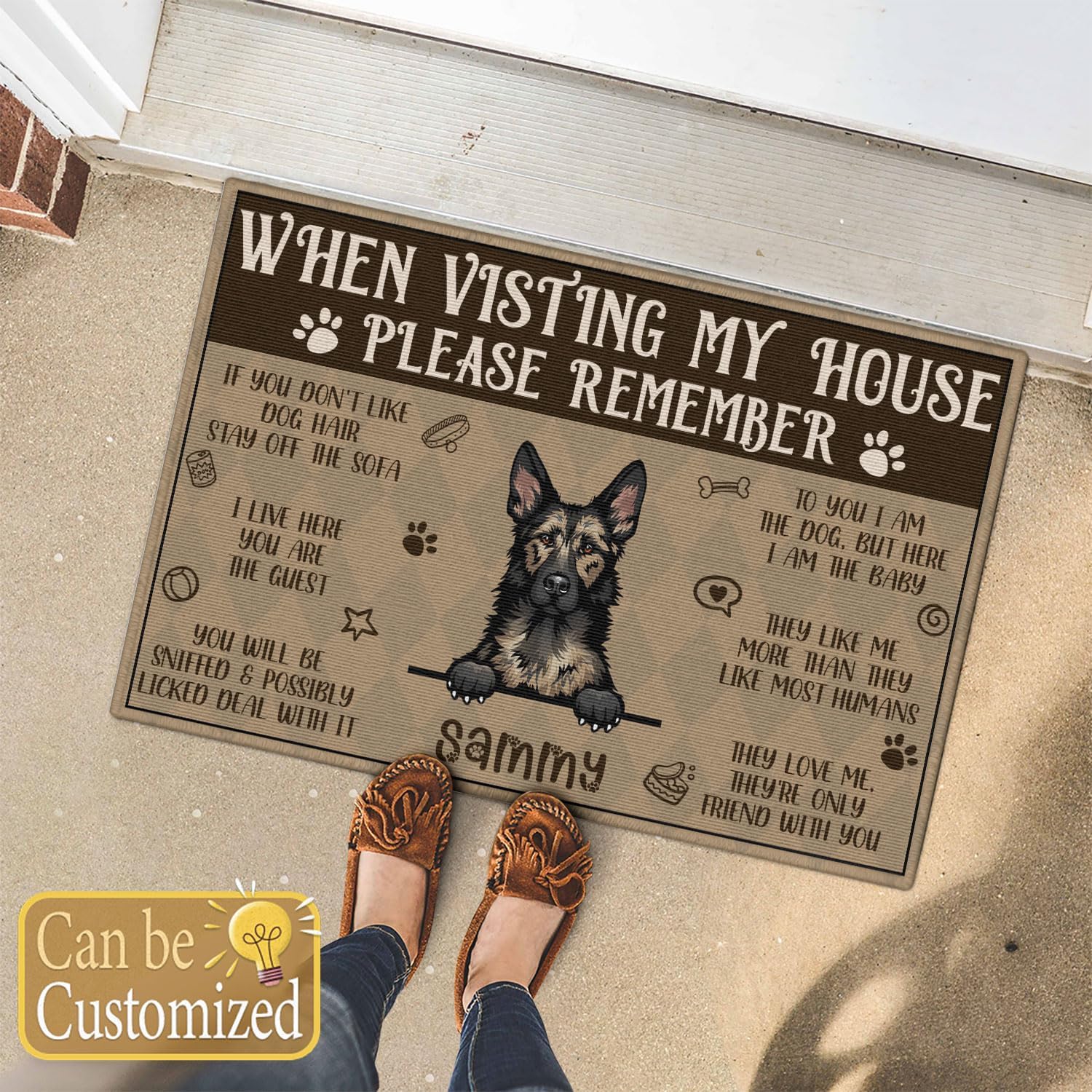 Eco-Friendly Dog Lover Dutch Shepherd Dogs Door Mat Indoor Outdoor Rug Unique Home Welcome Rug Mat Doormat 16x24in 18x30in Gift Idea Personalized Name image 5