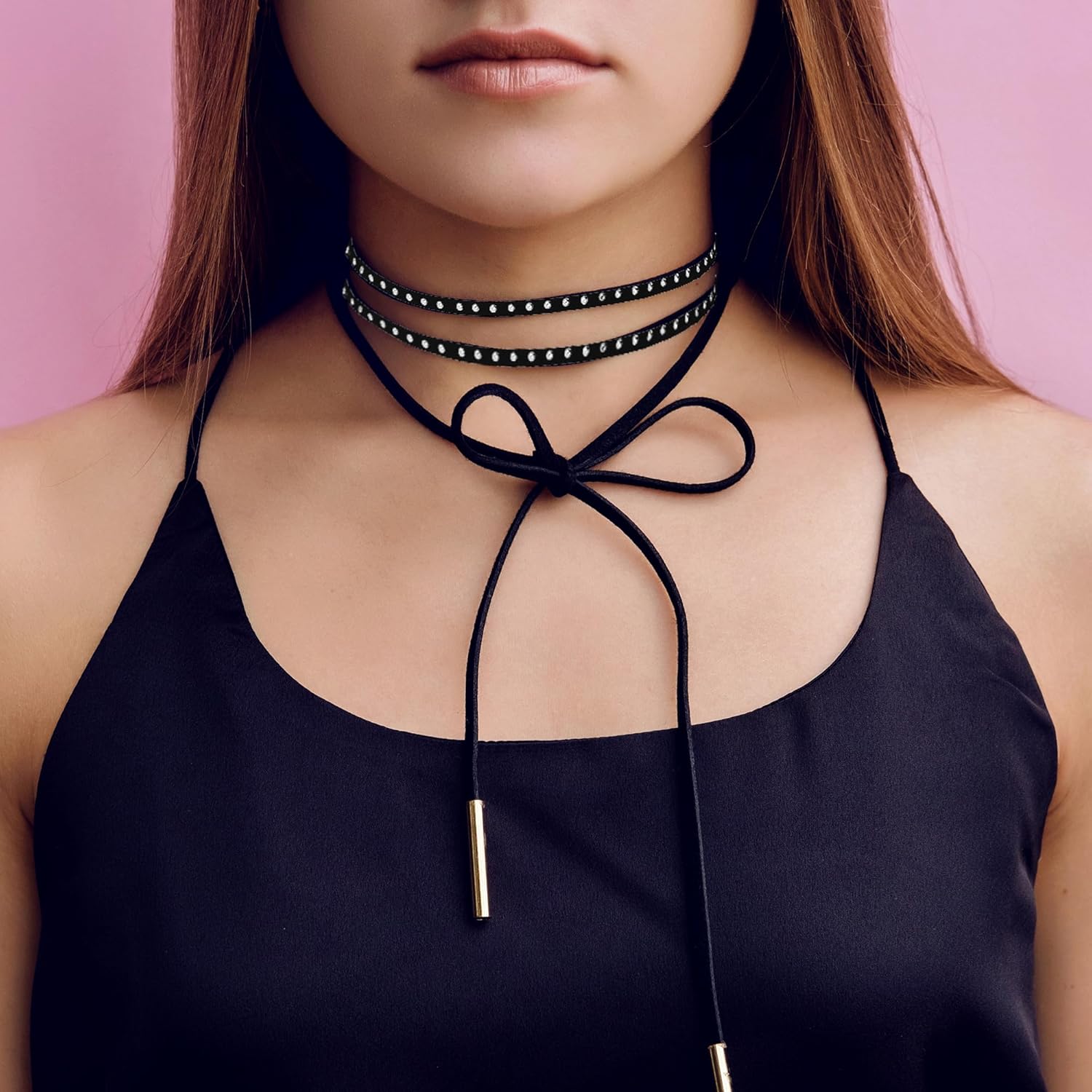 Mandala Crafts 20 Yards Neutral Combo Studded Faux Suede Cords Leather Trims - Flat Vegan Leather Lace Strips String with Gold Color Rivets for Jewelry Making, Crafts, Bracelets, and Decorations