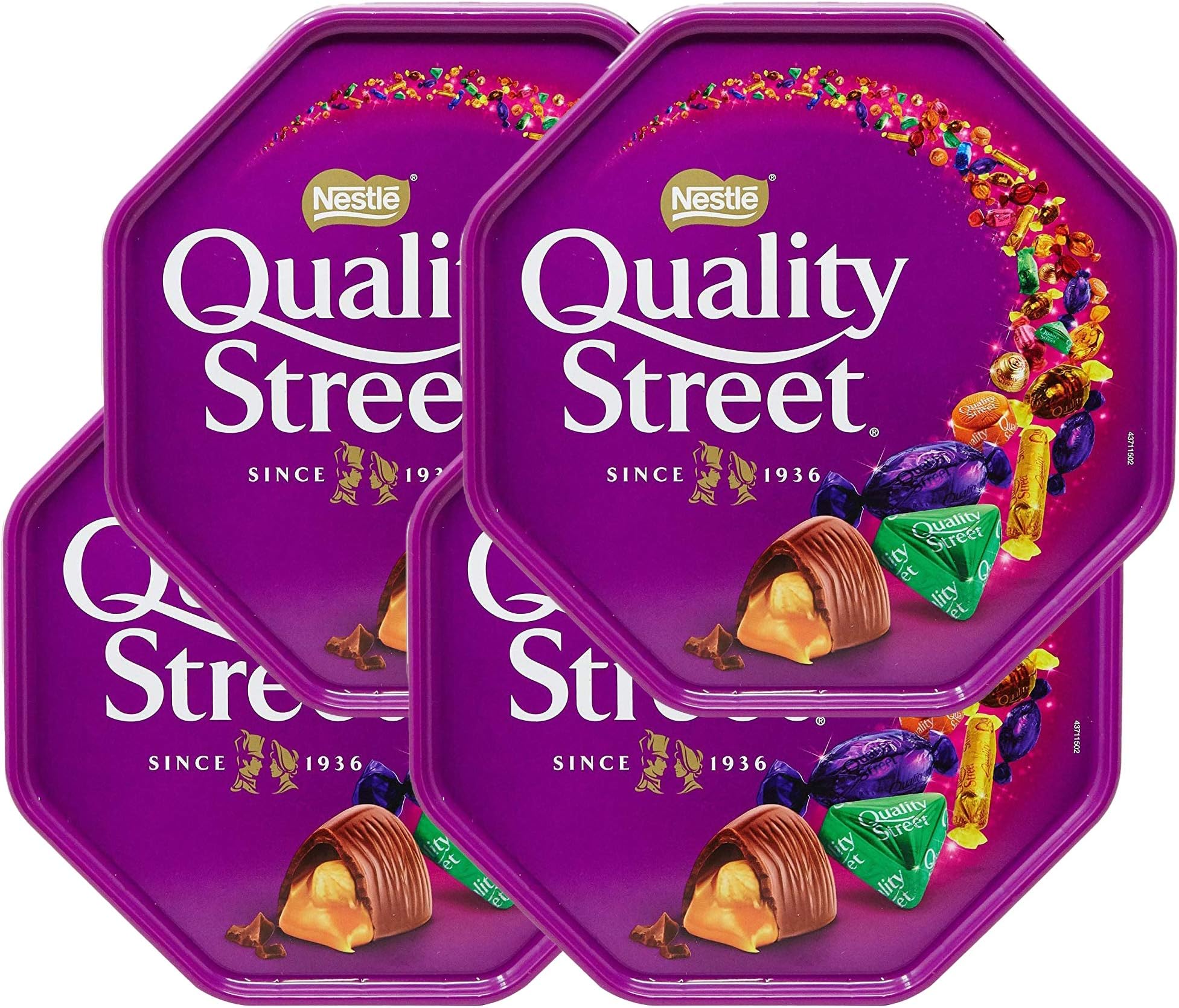 Nestle Quality Street Assorted Chocolate Gift Tin 2lb - Ideal for Christmas, Holiday Parties & Family Gatherings - Decorative Tin 8x3x8 in - Perfect for Sharing & Enjoying with Loved Ones - Festive Packaging