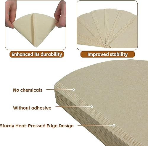 Miniatura 4 de Papel de filtro de café de 50 unidades diseñado para goteros de cono de tamaño 02 V60, ideal para 1-4 tazas, ofrece filtros marrón natural sin