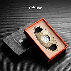 CIGARLOONG Cigar Cutter Bronze Classic Double Cut Blade Cigar Guillotine (Silver+Black)