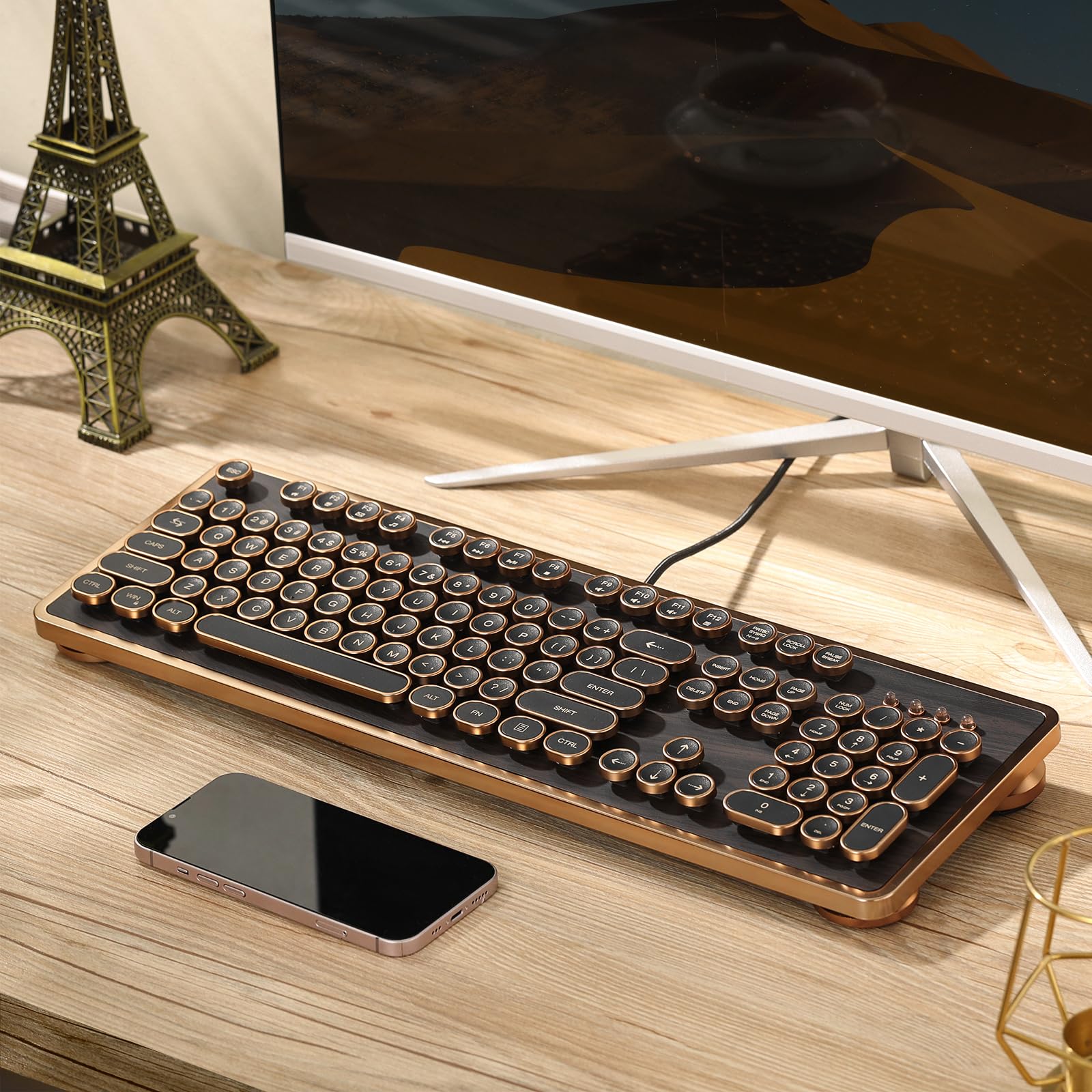 Amazon | GLENCREAG レトロメカニカルキーボード RK104 有線フルサイズ