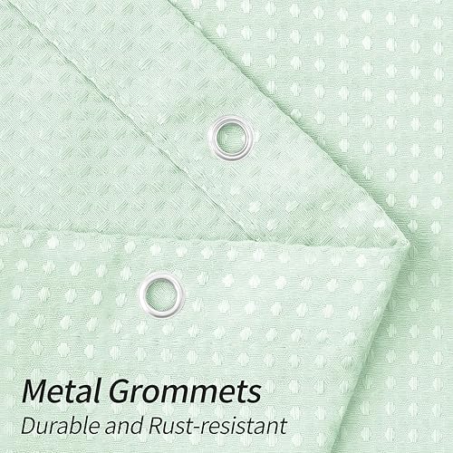 Vista 73 de MitoVilla Cortina de ducha extra larga de 72 x 84 pulgadas, cortina de ducha de tela gofre verde salvia de 84 pulgadas, cortinas de ducha de granja