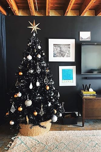 Perfect Holiday Árbol de Navidad de pino canadiense negro de 4 pies, 291 puntas, diámetro de 30 pulgadas, incluye soporte de metal (PVC-4BLK)