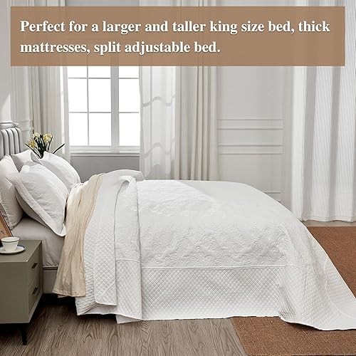 Miniatura 10 de ENJOHOS Juego de edredón tamaño California King de 120 x 120 pulgadas, tamaño extragrande, beige, extra ancho, tamaño Super Cal King, colcha de