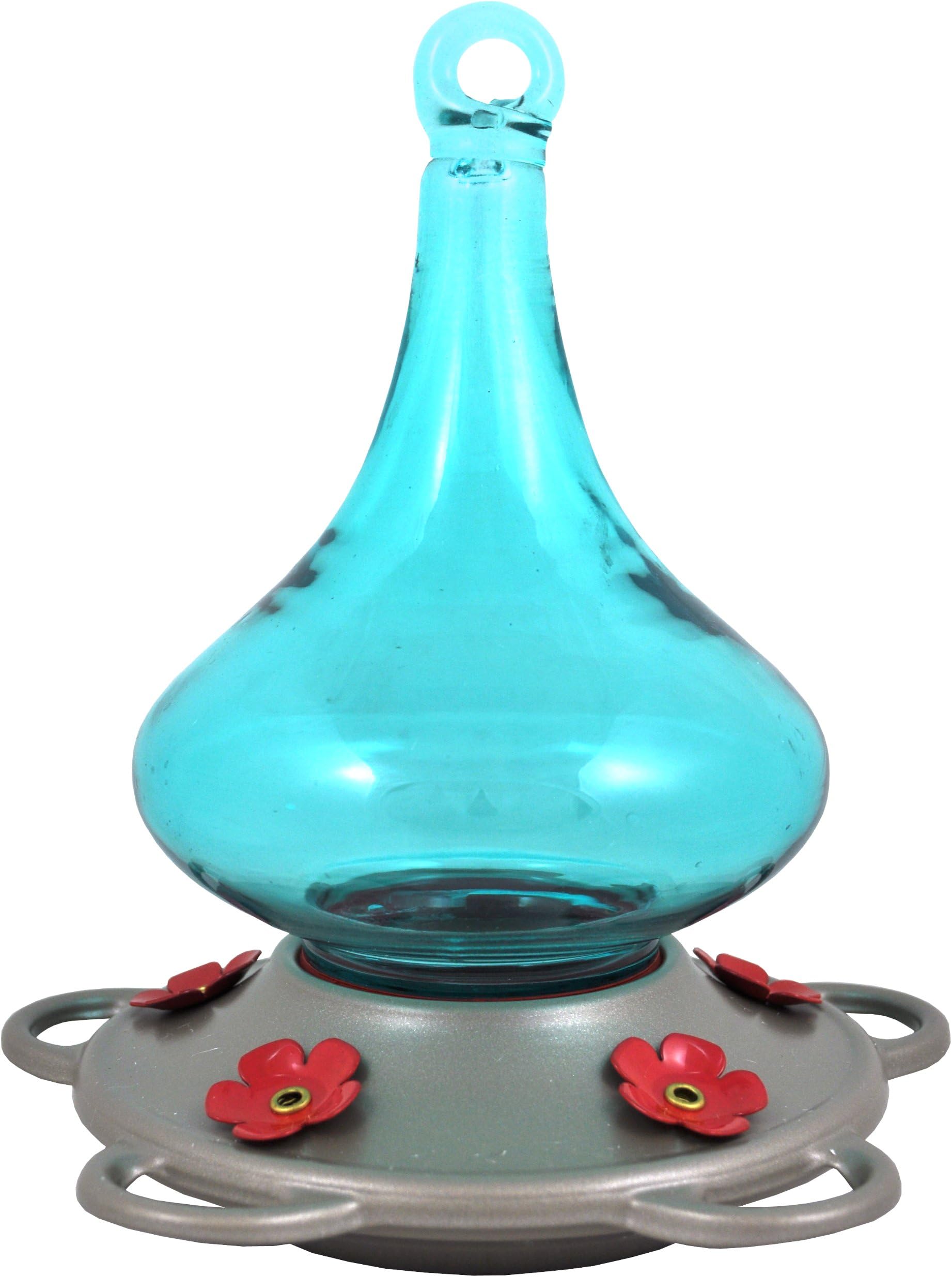 Bird Splendor U05030031 Classic Brands Paradise Decorative Glass Humming Bird Feeder, 12 Fluid Ounce, Blue/Silver