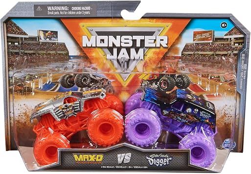 Monster Jam 2023 Official 164 Scale Diecast Truck 2-Pack Series 26 Max-D vs Son-uva Digger