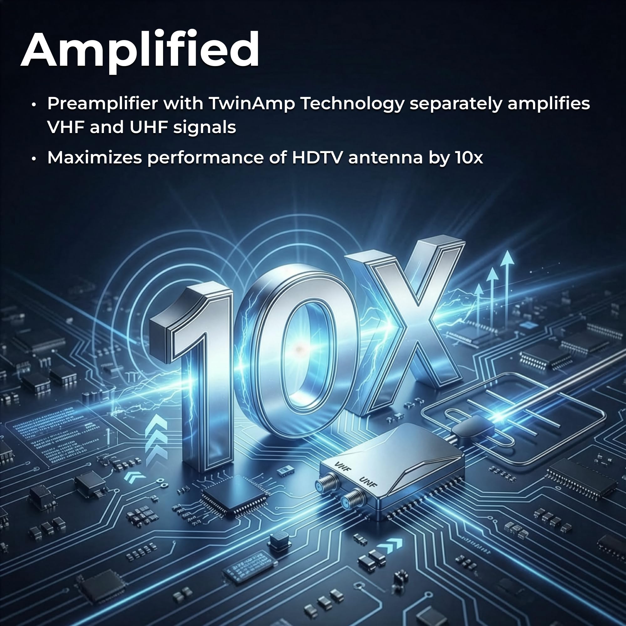 Winegard LNA-200 Boost XT HDTV Preamplificatore, amplificatore di segnale per antenna TV, amplificatore digitale HD VHF UHF, nero
