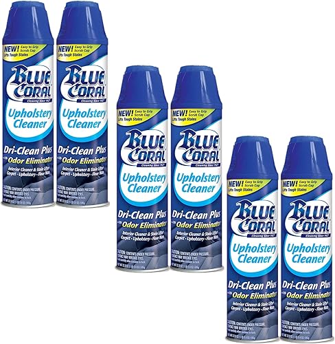 Blue Coral DC22 Limpiador de tapicería Dri-Clean Plus con eliminador de olores, 22.8 onzas en aerosol (paquete de 6)