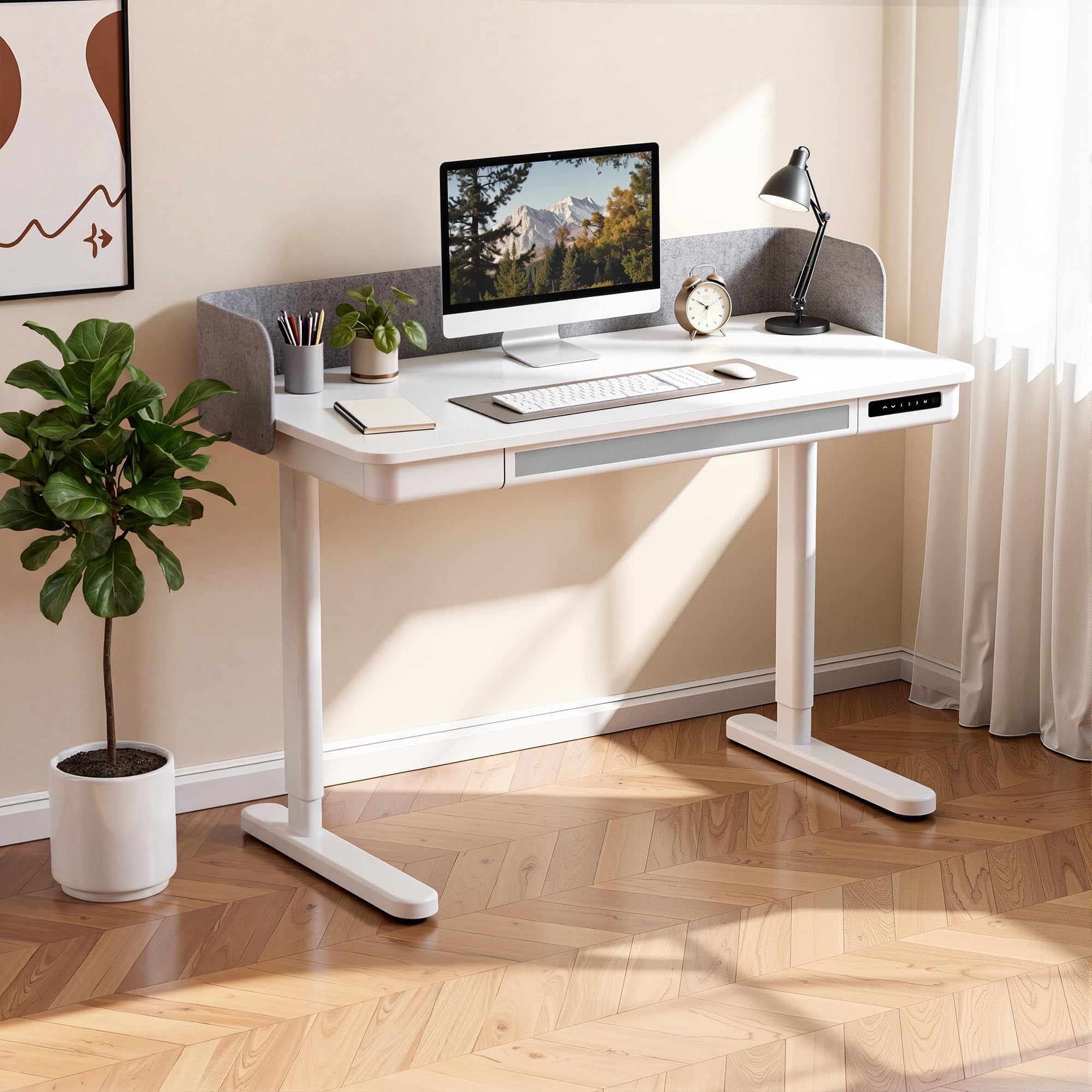 ARTIKEL Case 2.0 Electric Height Adjustable Table for Office Work & Home-Sit Stand Gaming Desk 80kg Load with USB Portal |Workspace Table with Storage Drawers|120x60 CM| White| 3 yrs Warranty