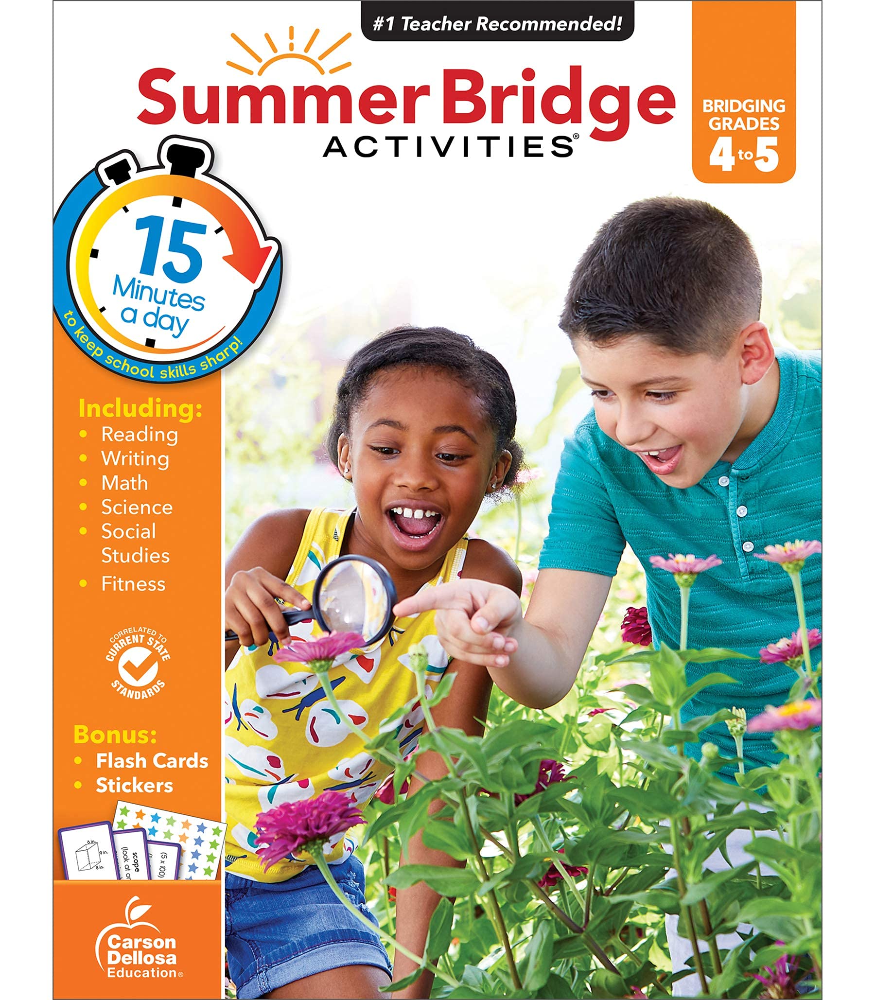 Summer Bridge Activities Workbook--Bridging Grades 4 to 5 in Just 15 Minutes a Day, Reading, Writing, Math, Science, Social Studies, Summer Learning Activity Book With Flash Cards (160 pgs)