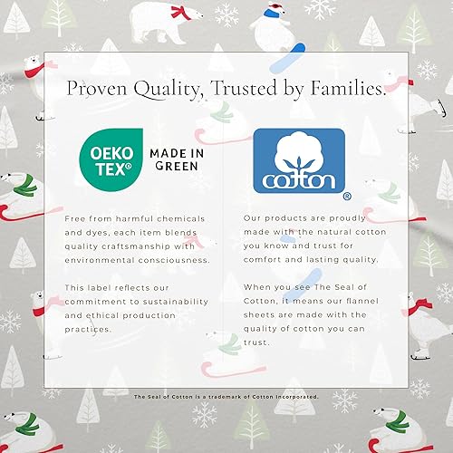 Miniatura 4 de Great Bay Home - Juego de sábanas de franela navideña, tamaño Queen, 100% algodón turco, doble cepillado, invernales, ultrasuaves, acogedoras,