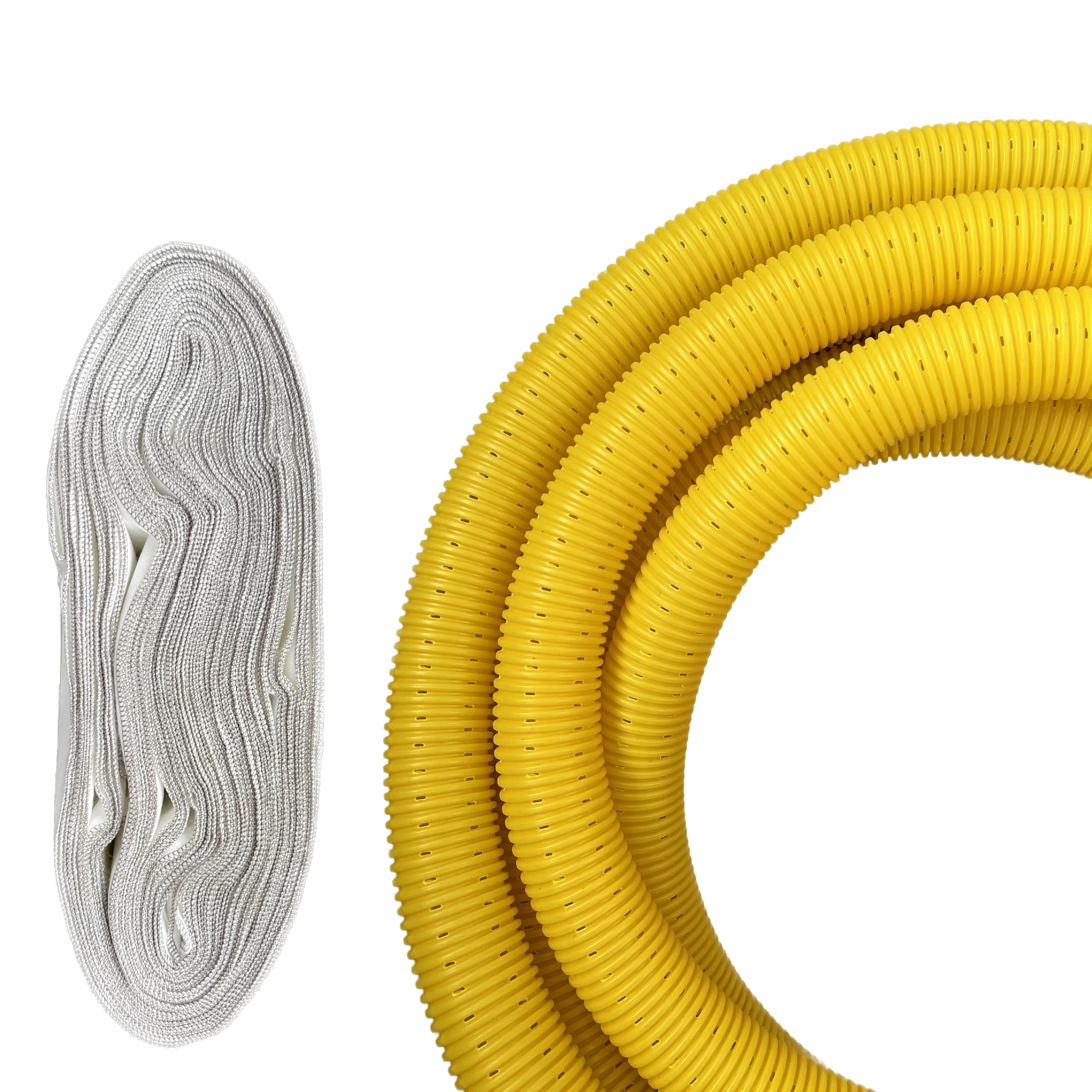 Tuyau de drainage DN50 25 m perforé avec tuyau filtrant géovlies - Jaune PVC-U - Système de drainage - Tuyau de drainage