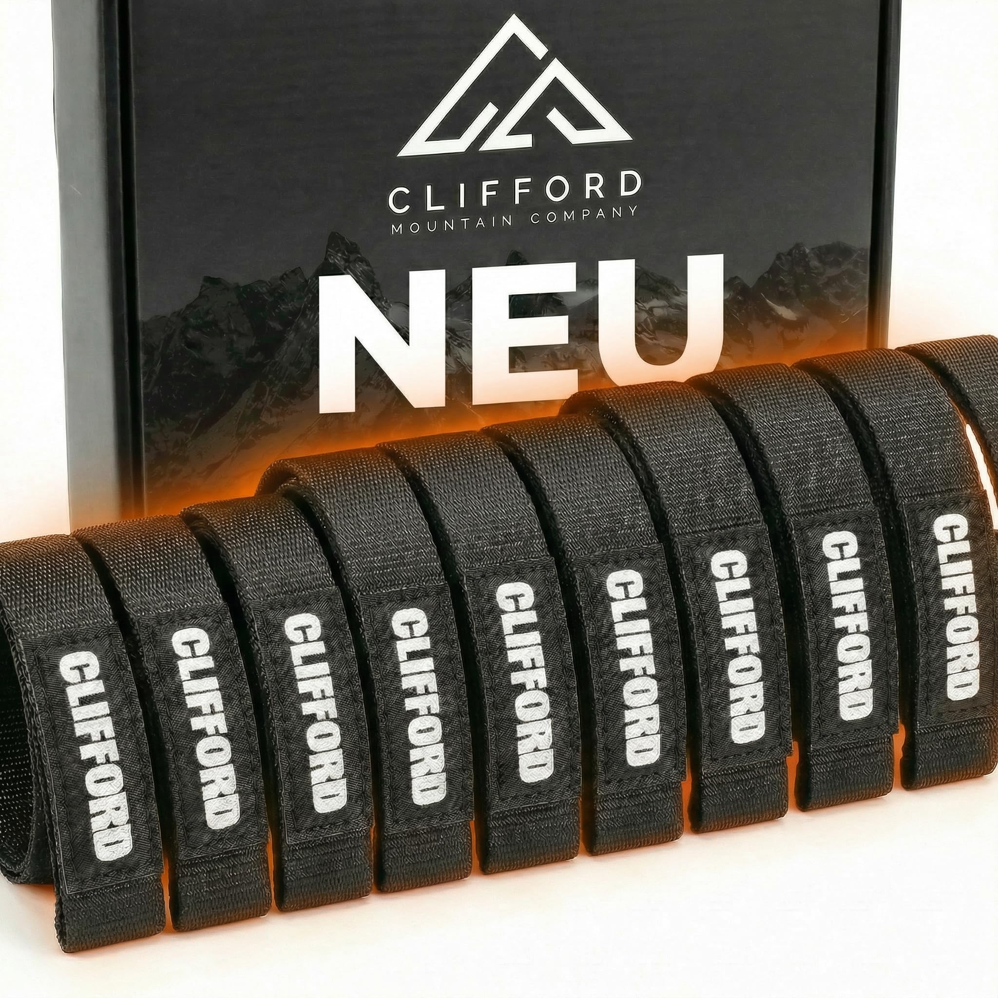 CLIFFORD Mini Klett Spanngurte - Wetterfest und stärker als Klettbänder - Klettverschluss Band für Haushalt, Garten, Büro, Reisen, Outdoor - Zum Bündeln von Kabeln, Zubehör, Gartenschläuchen