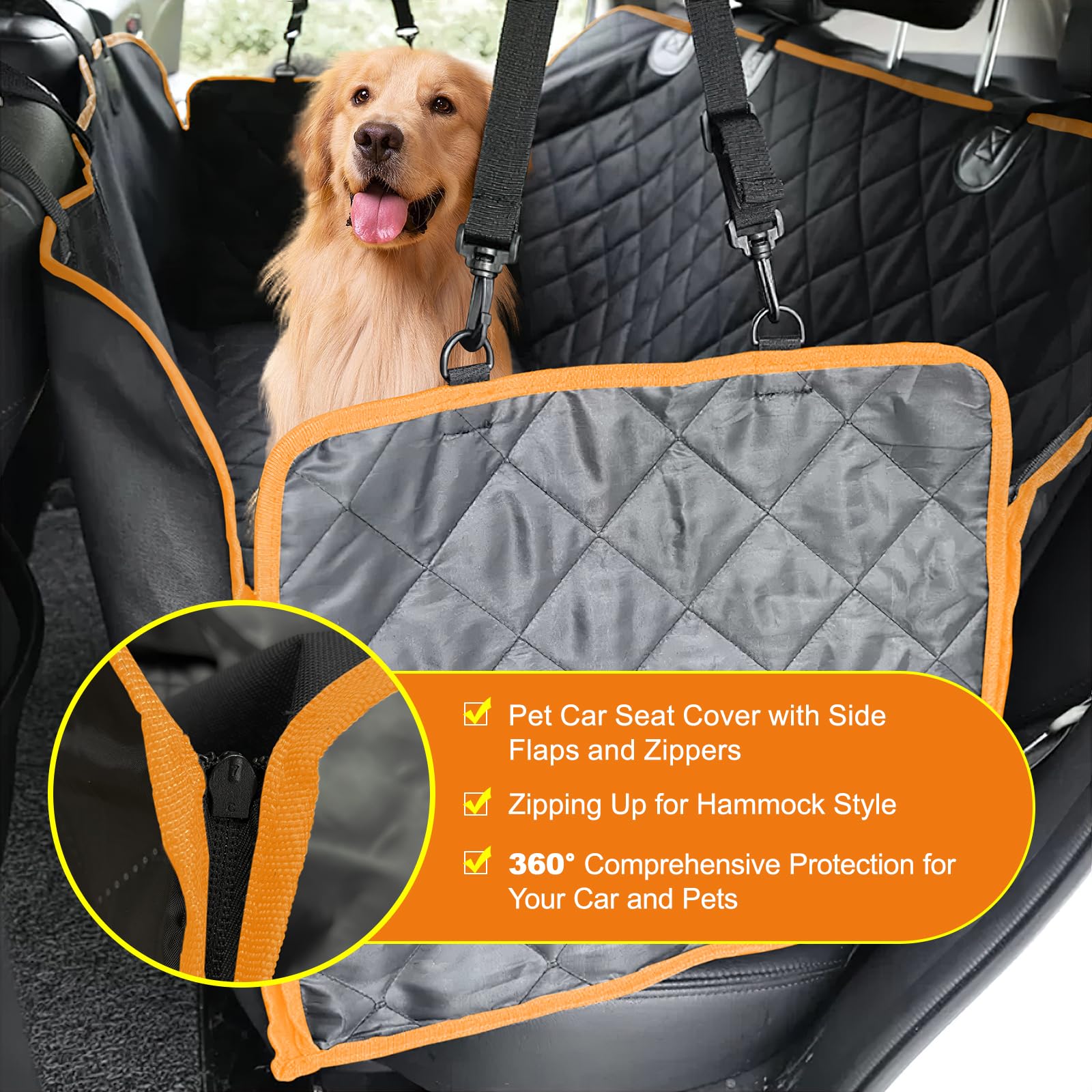 ICWEIMEI Funda de asiento de coche para perro, impermeable, para viajes de perro, antideslizante, protector de asiento de coche para mascotas, para coches, camiones, SUV