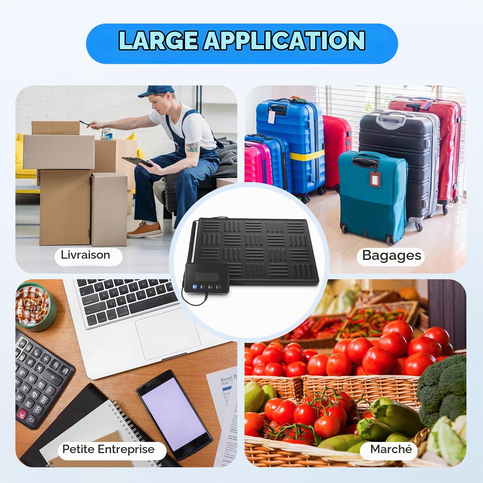 Balance Colis Numérique 300kg, Balance Postale Précise avec Fonction Tare, Grand Plateau et Écran LCD, Idéale pour Petites Entreprises, Précision Pèse Colis, Balance d'Expédition Robuste