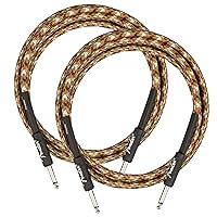 Vista 48 de Fender 10-Foot Professional Instrument Cable, Straight-Angle, Desert Camo - 2 Pack