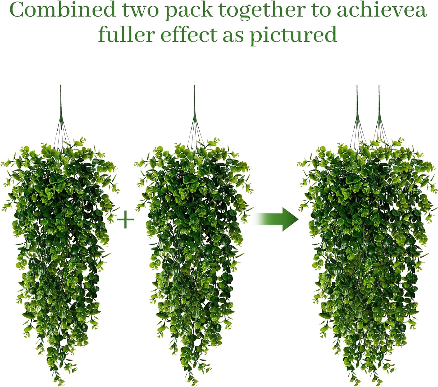 2 Pcs Artificial Hanging Plants Faux Eucalyptus Vine Plant UV Resistant Outdoor Plants for Indoor Outdoor Yard Wedding Terrace Porch Decoration - Image 4