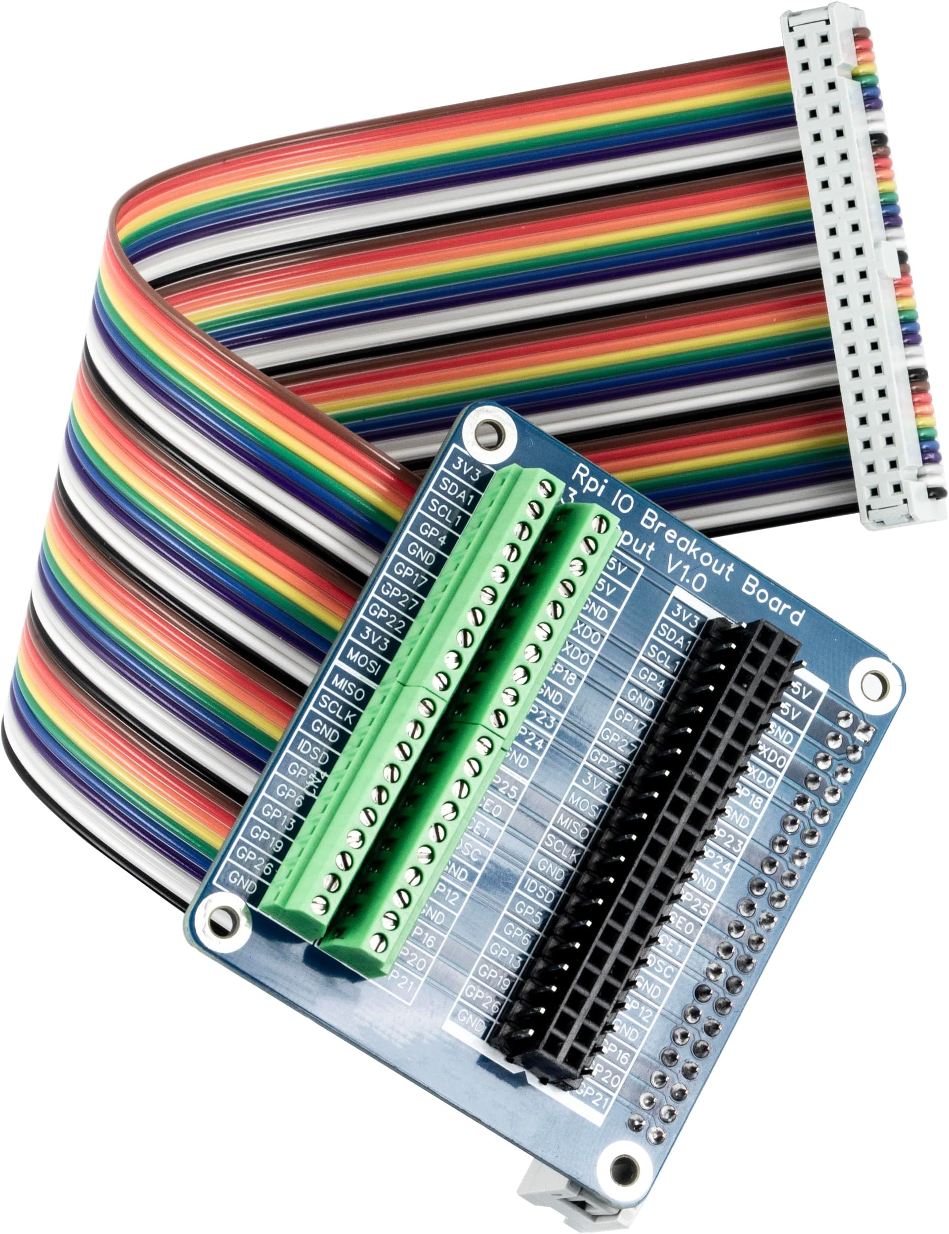 RPi Pi GPIO 1 into 3 Terminal Breakout Board for Raspberry Pi A+ 3A+ B+ 2B 3B 3B+ 4B and 40P to 40P IDC Ribbon Cable