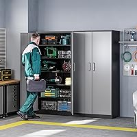 Vista 2 de Letaya - Armario de almacenamiento de metal con puerta con cerradura y 5 estantes, gabinete de acero de 6 niveles, 72 pulgadas de alto x 36 pulgadas