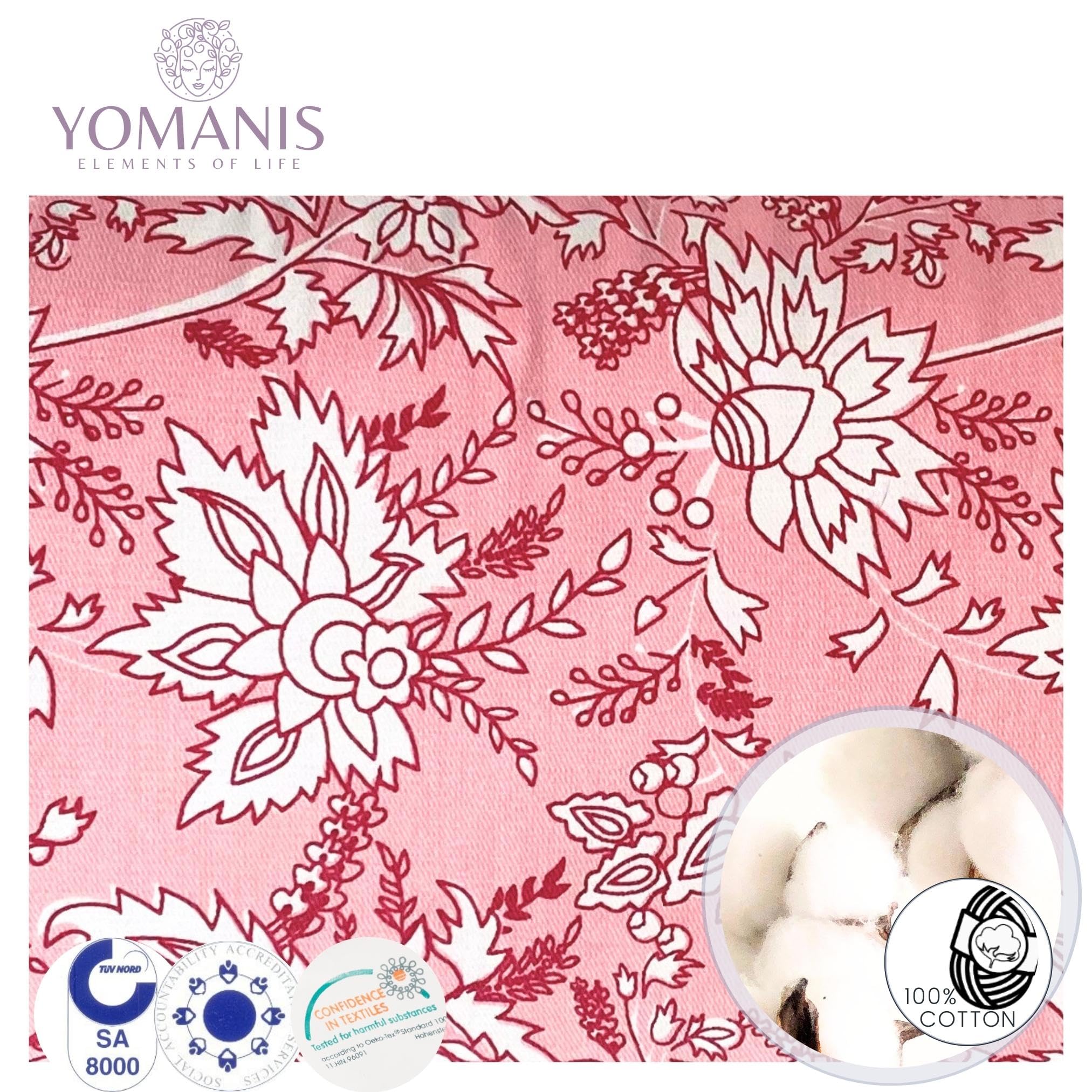Balisa Reise Bolster Kissen 40x18x10cm für Yoga und Meditation, Baumwolle gefüllt, fest und stabil, Sozial&fair natürlich&Bio Cotton Öko Tex Zertifiziert. Ideal für Yoga unterwegs
