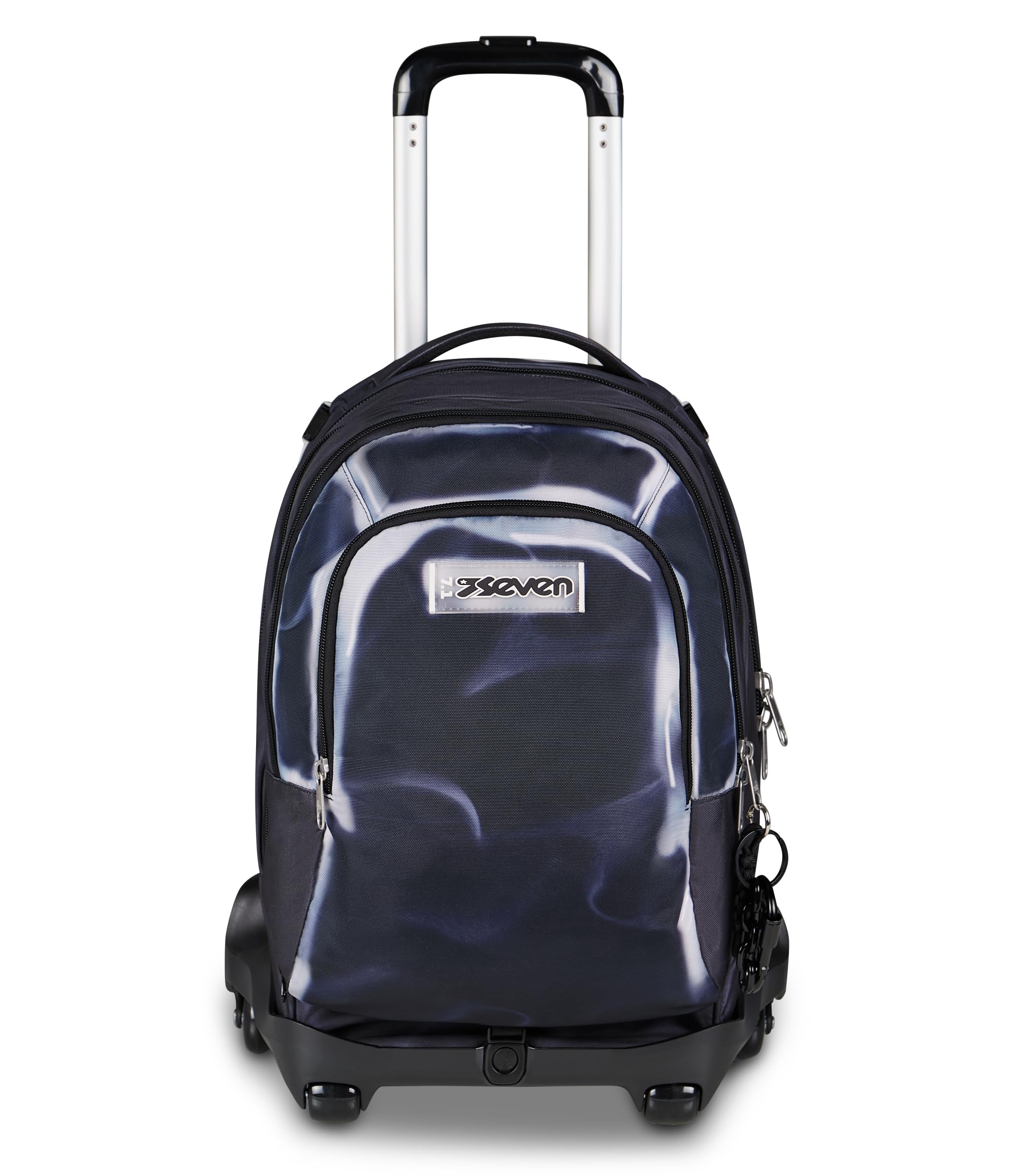 Seven Trolley Scuola Jack 8 Ruote Detach SHADOWS OF COLOR, Nero, 34 L, Scomponibile, Cross-over System, Zainetto staccabile, Tasca laterale porta borraccia, Scuola elementare e media, Bambini, Ragazzi