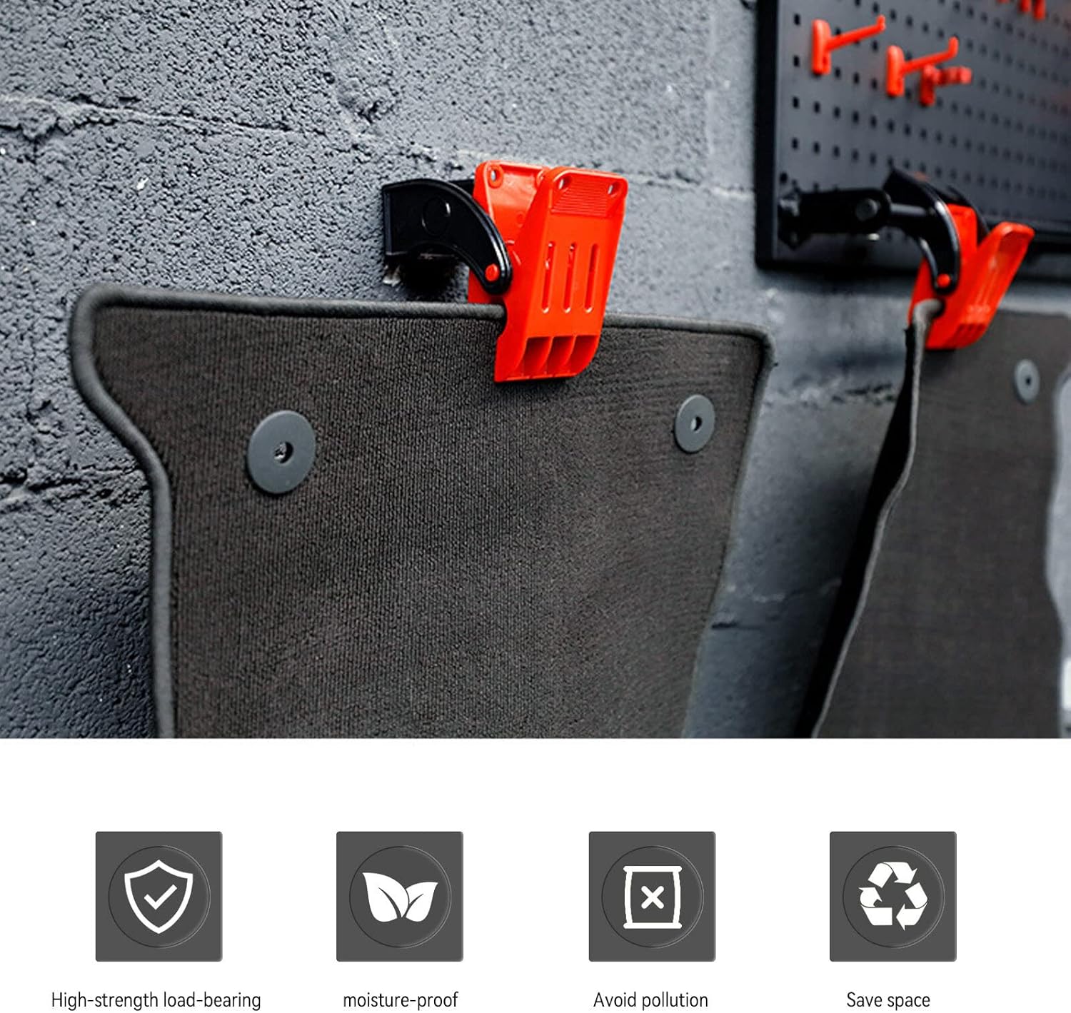 KUK 4pcs Car Wash Floor Mat Clamps, Heavy Duty Mat Clamps Wall-Mounted Car Mat Hangers, Large Swivel Clamp Anti-Slip Floor Mat Clips for Hanging and Cleaning