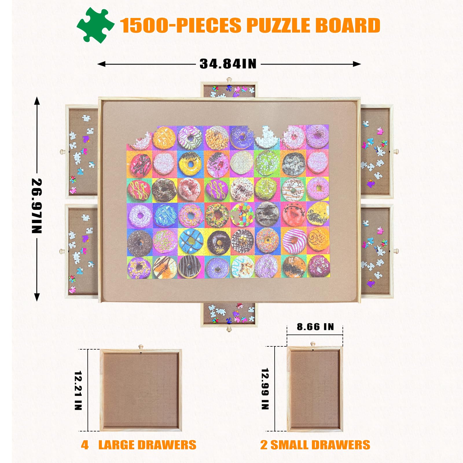 Snapklik.com : Nattork 1500 Pieces Rotating Wooden Puzzle Board