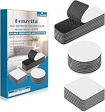 Self Adhesive Hook and Loop Strips Tape, 24pcs Velcro Mounting Tape for Crafting & Wall Hanging, 3 Different Size Multipurpose Double Sided Hook & Loop Sticker for Home & Office Use, Black