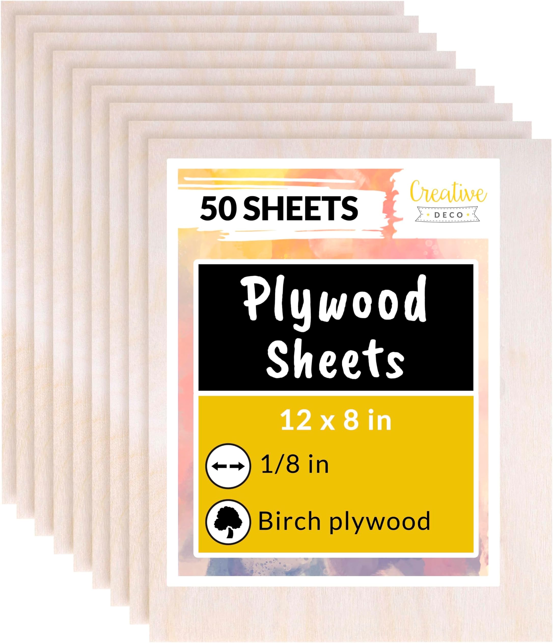Creative Deco 50 x A4 Birch Plywood Sheets | 300 x 210 x 3mm Baltic Wood Ply | Perfect Lumber Building Material