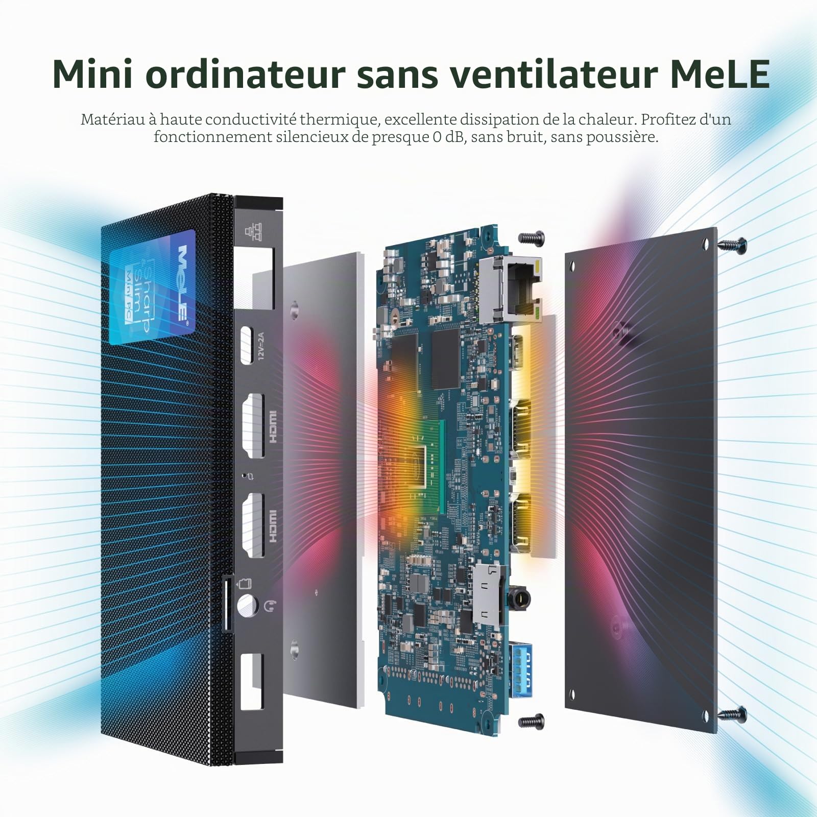 MeLE Quieter3Q Mini PC sans Ventilateur N5100 8GB 256GB Petit Bureau