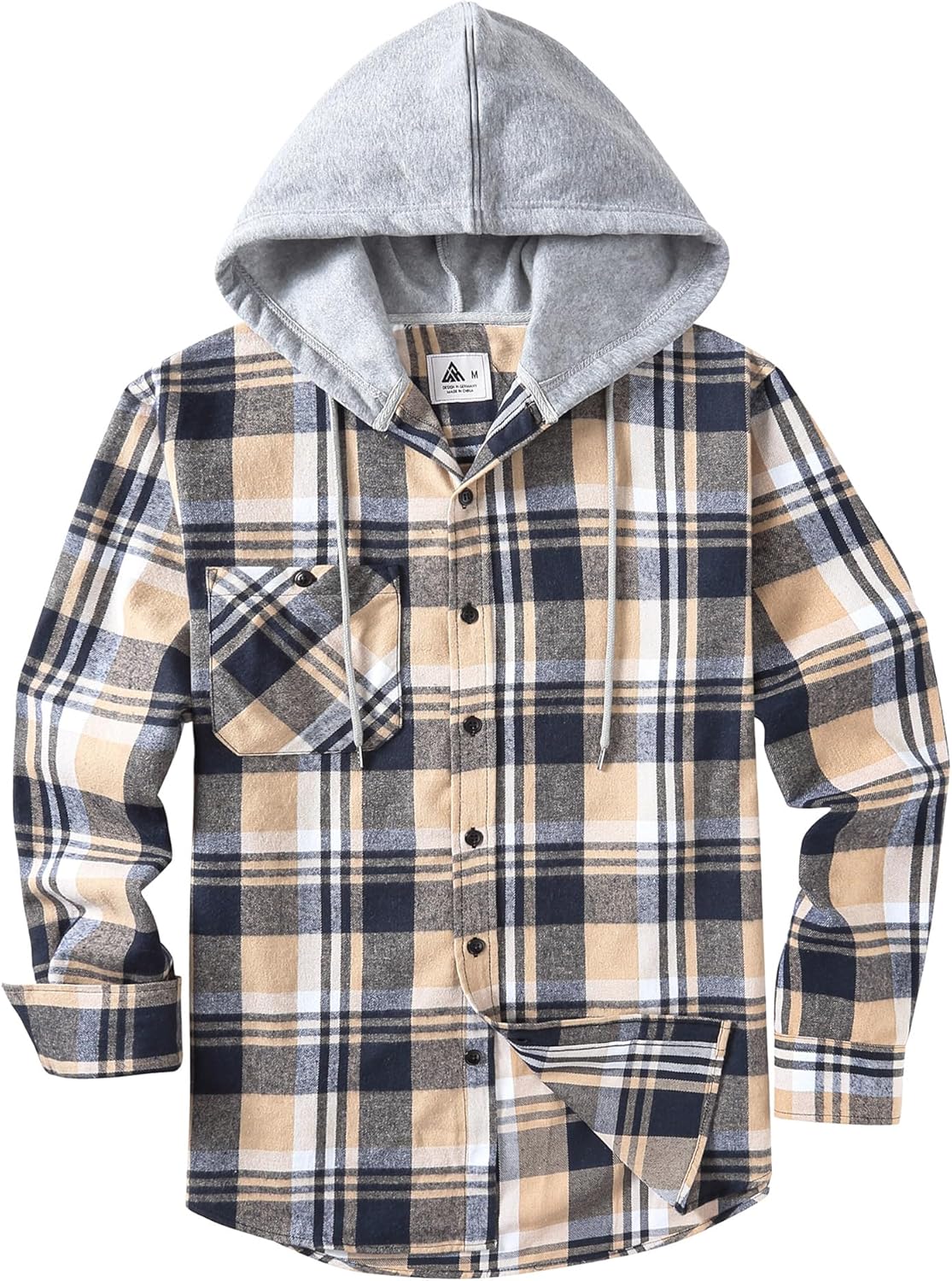 JACKETOWN Men's Flannel Long Sleeve Hoodie Shirts Casual Button Down Plaid Shirt Jackets Stylish with Pocket