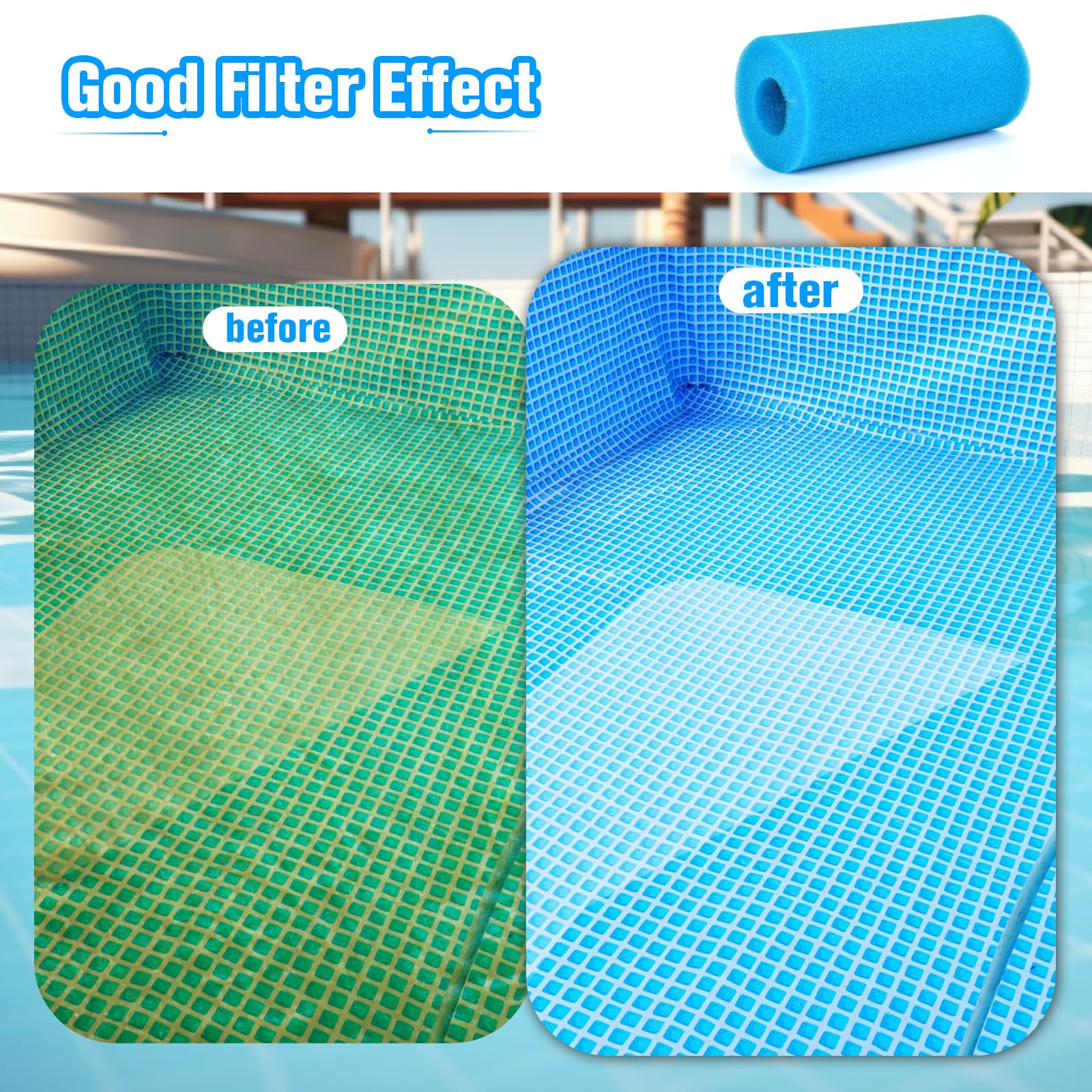 Lot de 4 Éponge Filtrante Type A, Filtre en Mousse pour Spa, Filtre de Piscine en Mousse, Cartouche de Filtre en Mousse, Réutilisables et Lavable, pour Spa, Piscine
