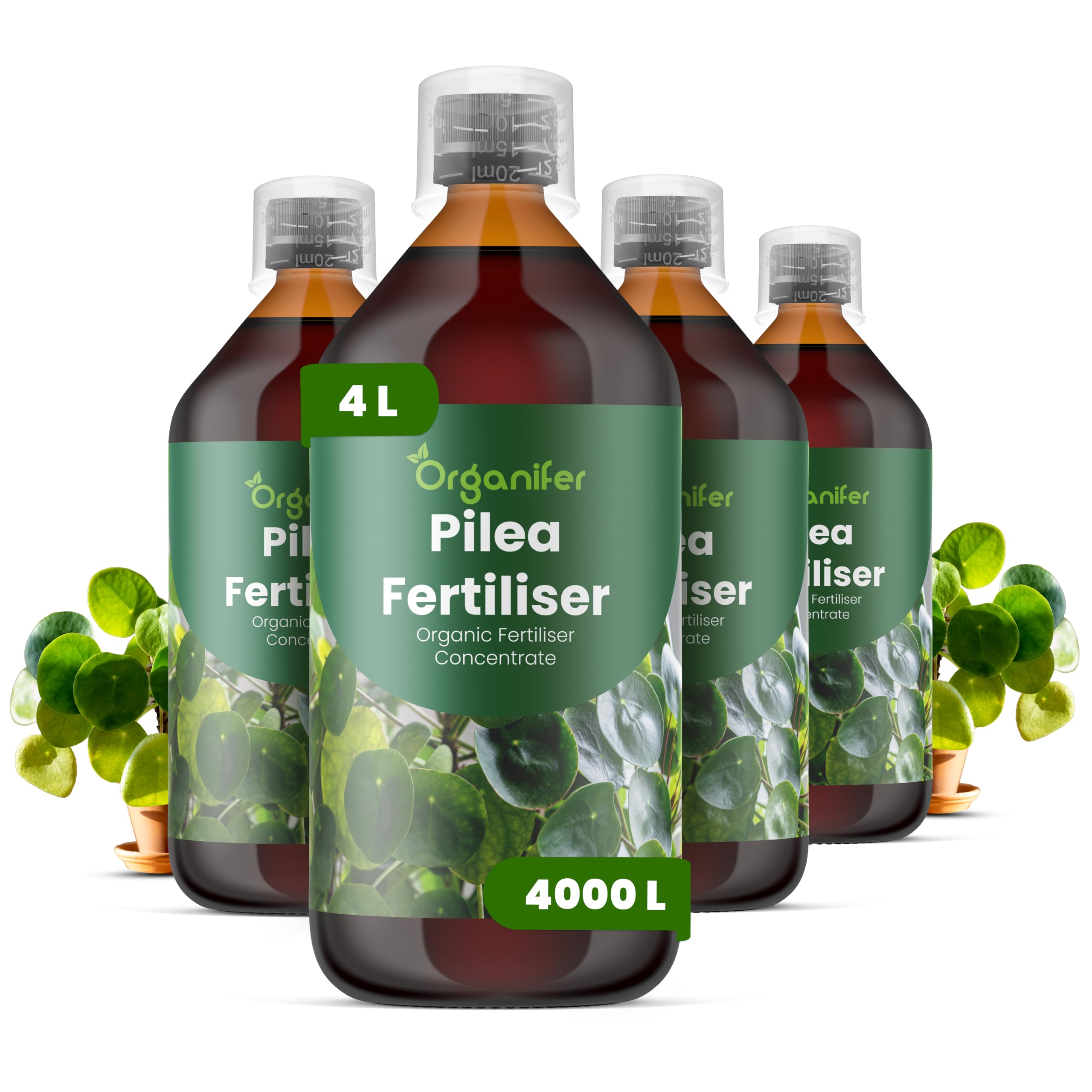 Pilea Uniwersalny Nawóz Organiczny - 4x1L - NPK 3-4-3 | Zdrowe Liście - Silne Korzenie I Wysoka Plonność - Organifer
